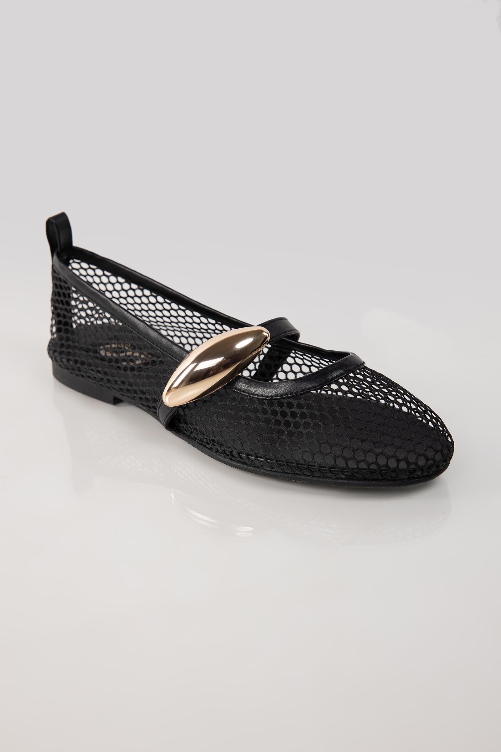Black Buckle Flats