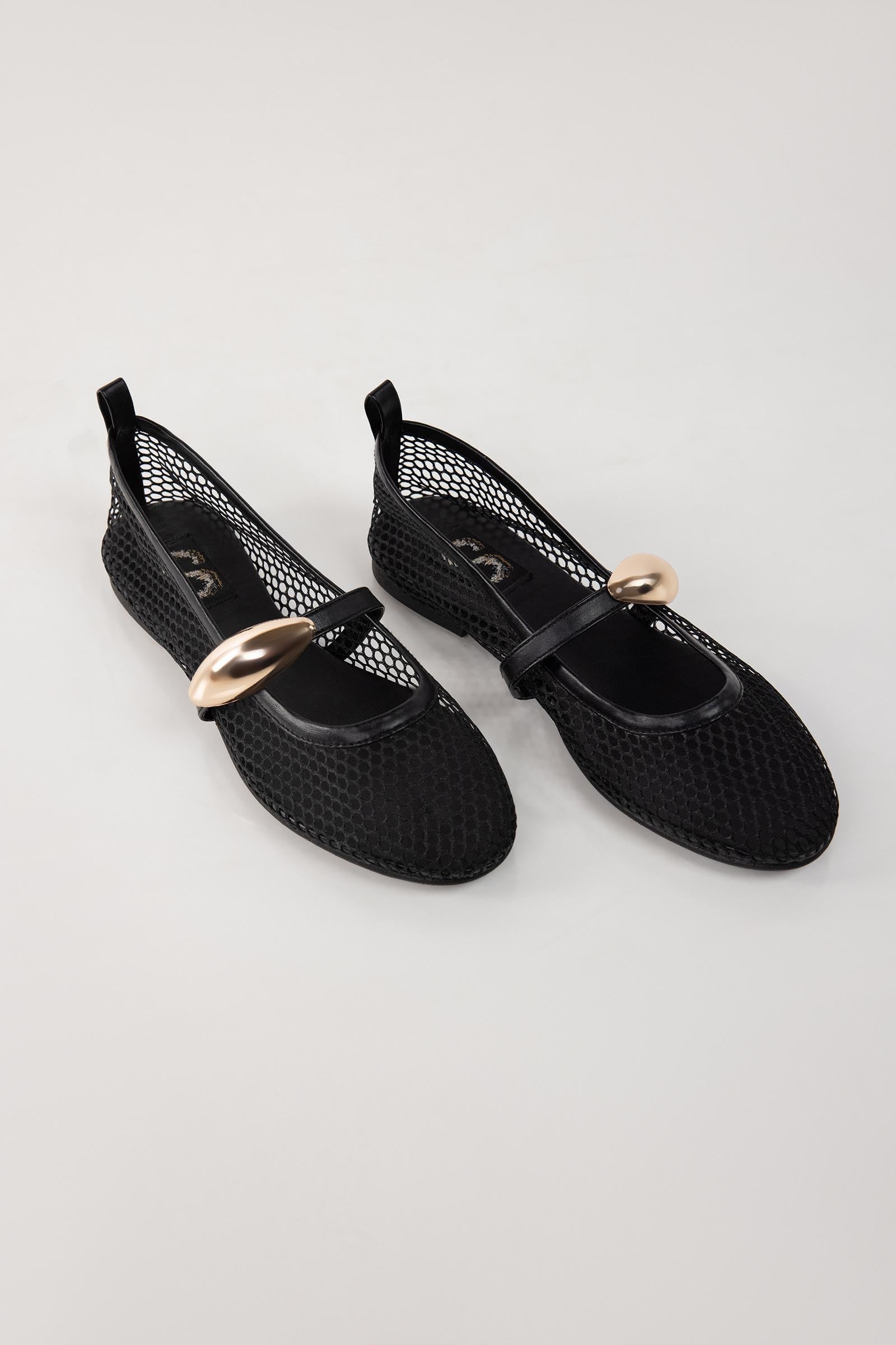 Black Buckle Flats