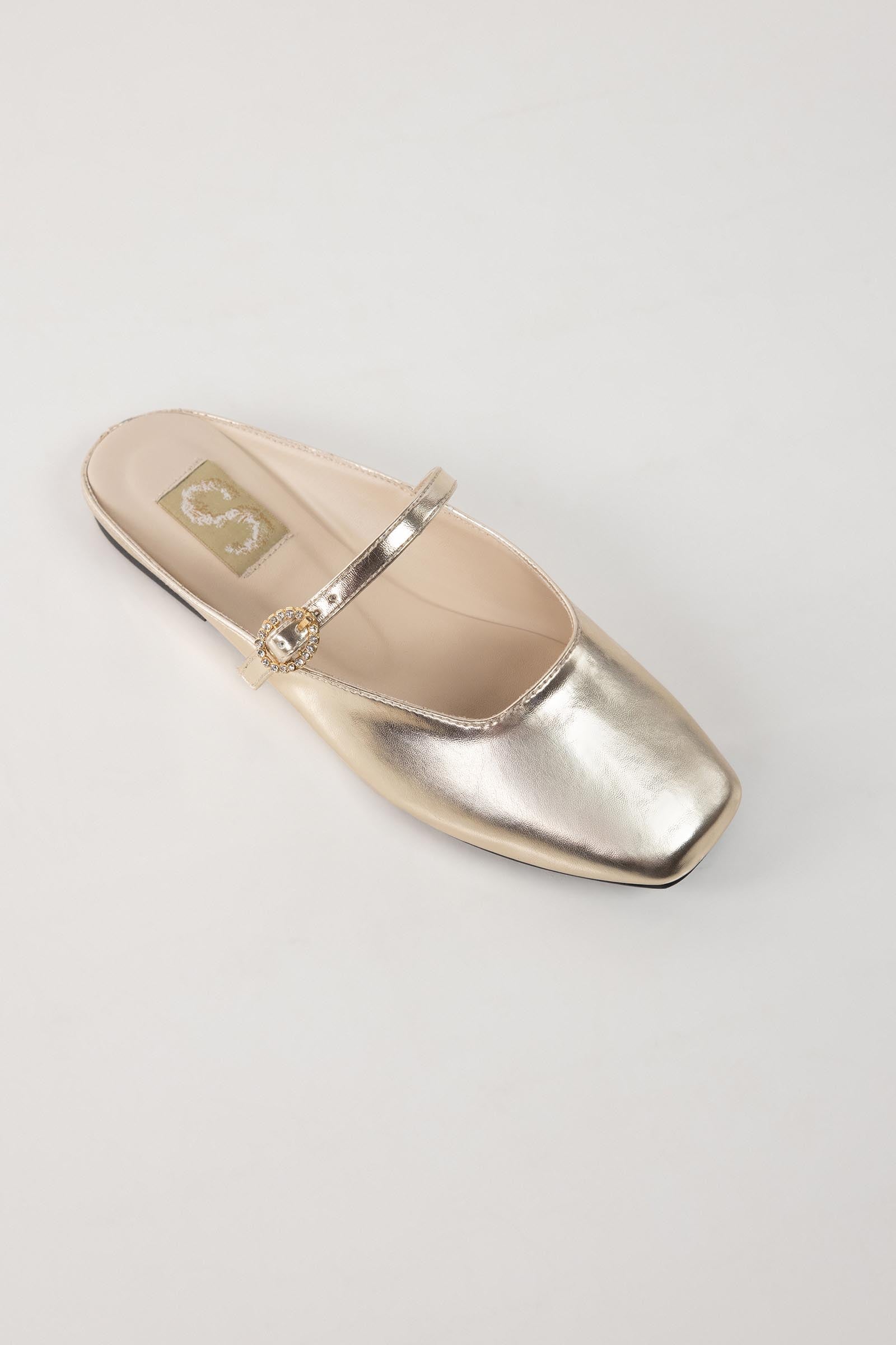 Gold Mary Jane Flats