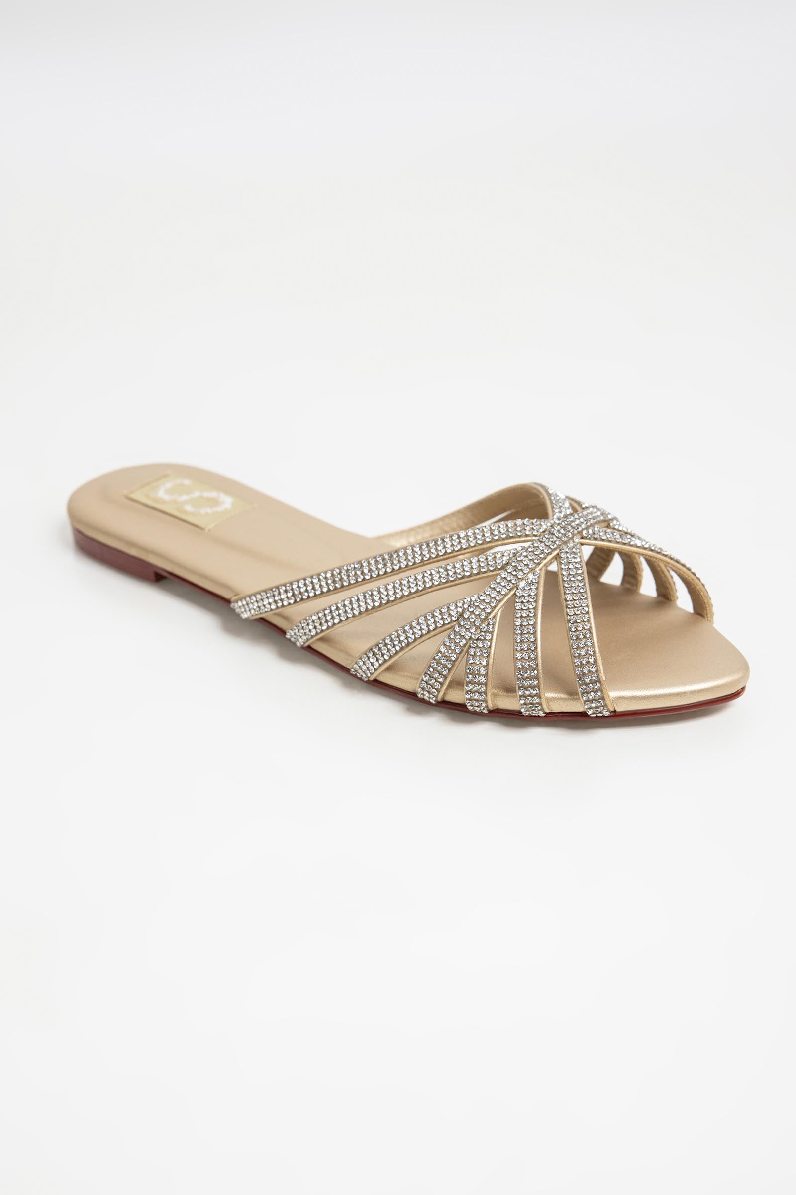 Gold Diamante Flats