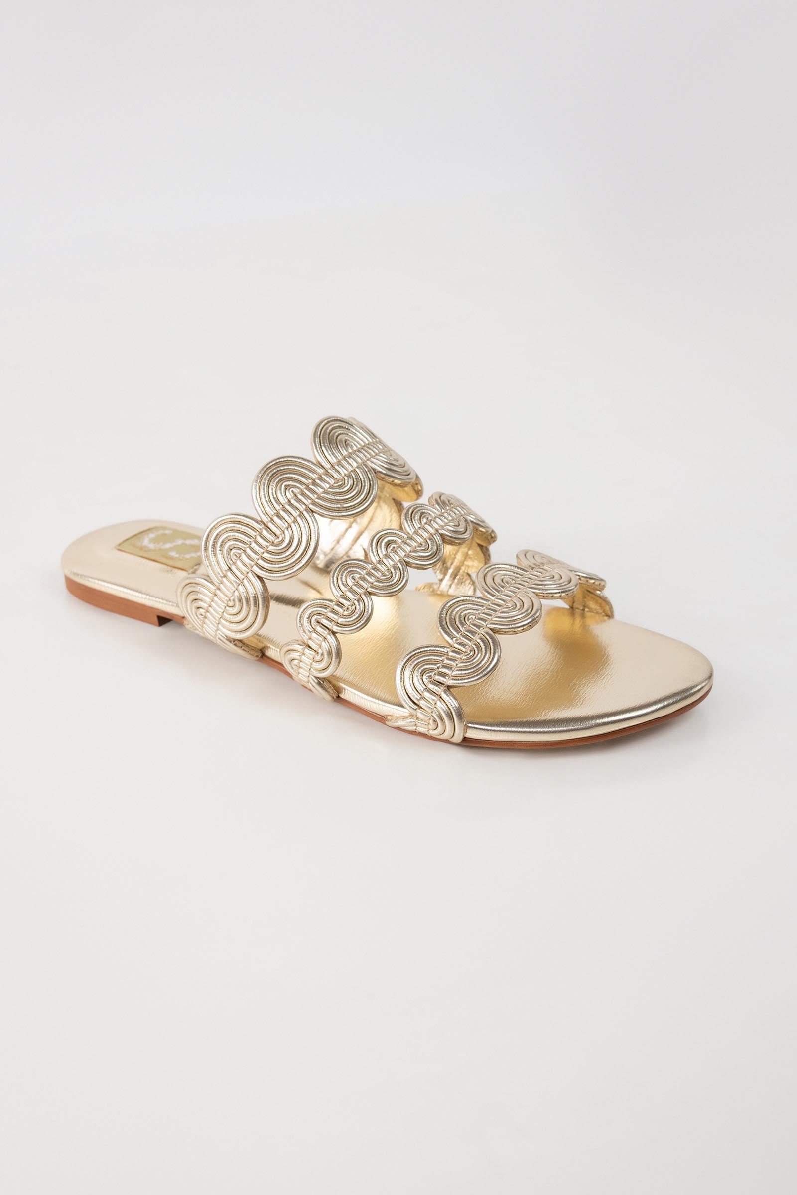 Gold Wavy Slide Sandals