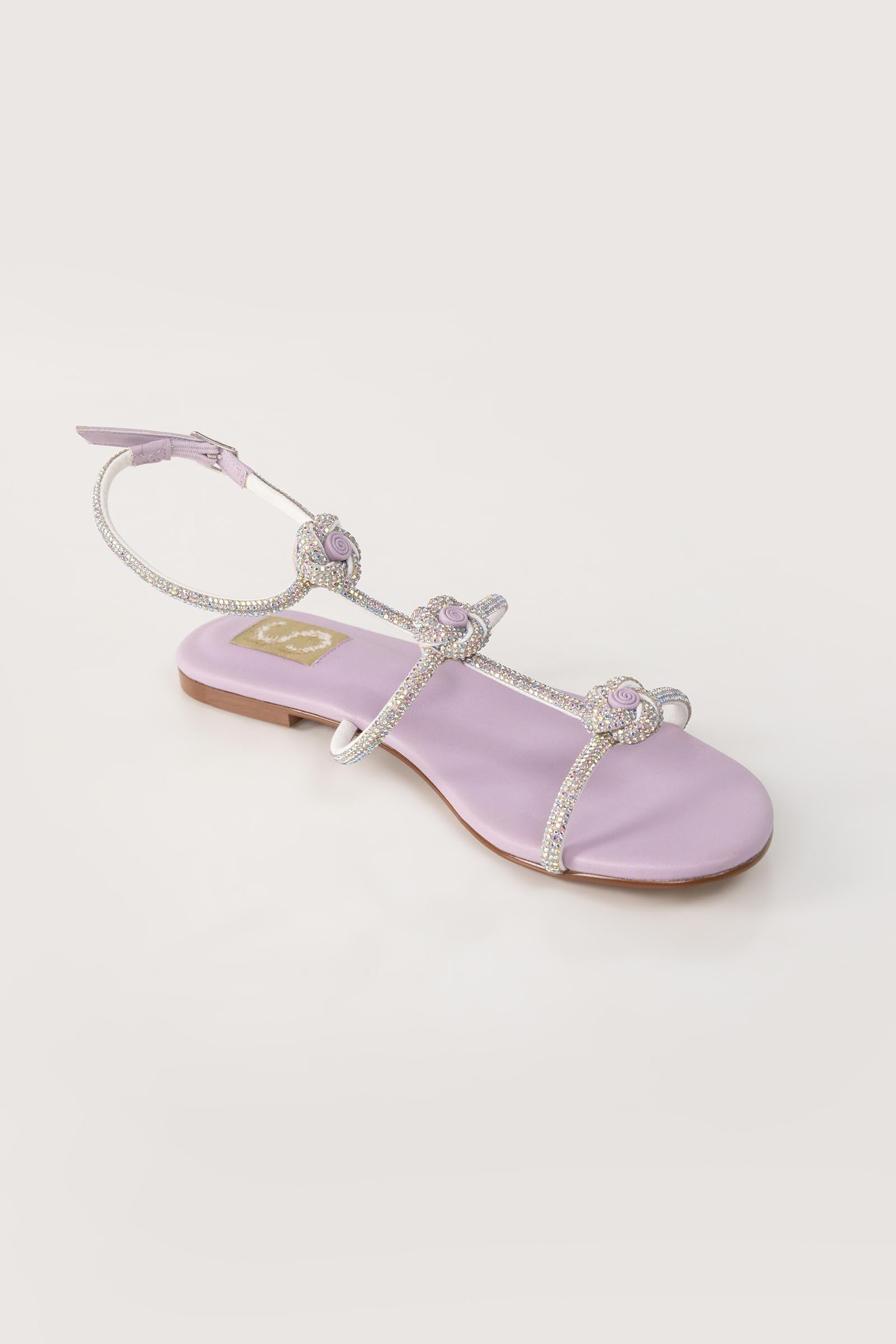 Lilac Crystal Strappy Flats