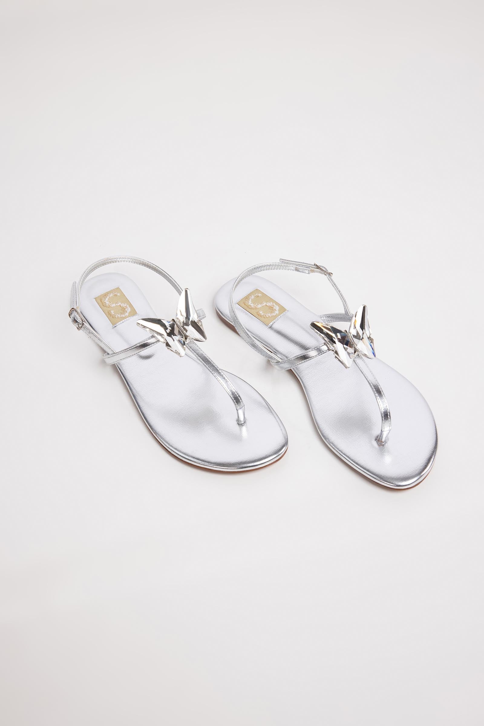 Silver Butterfly Slingback Flats