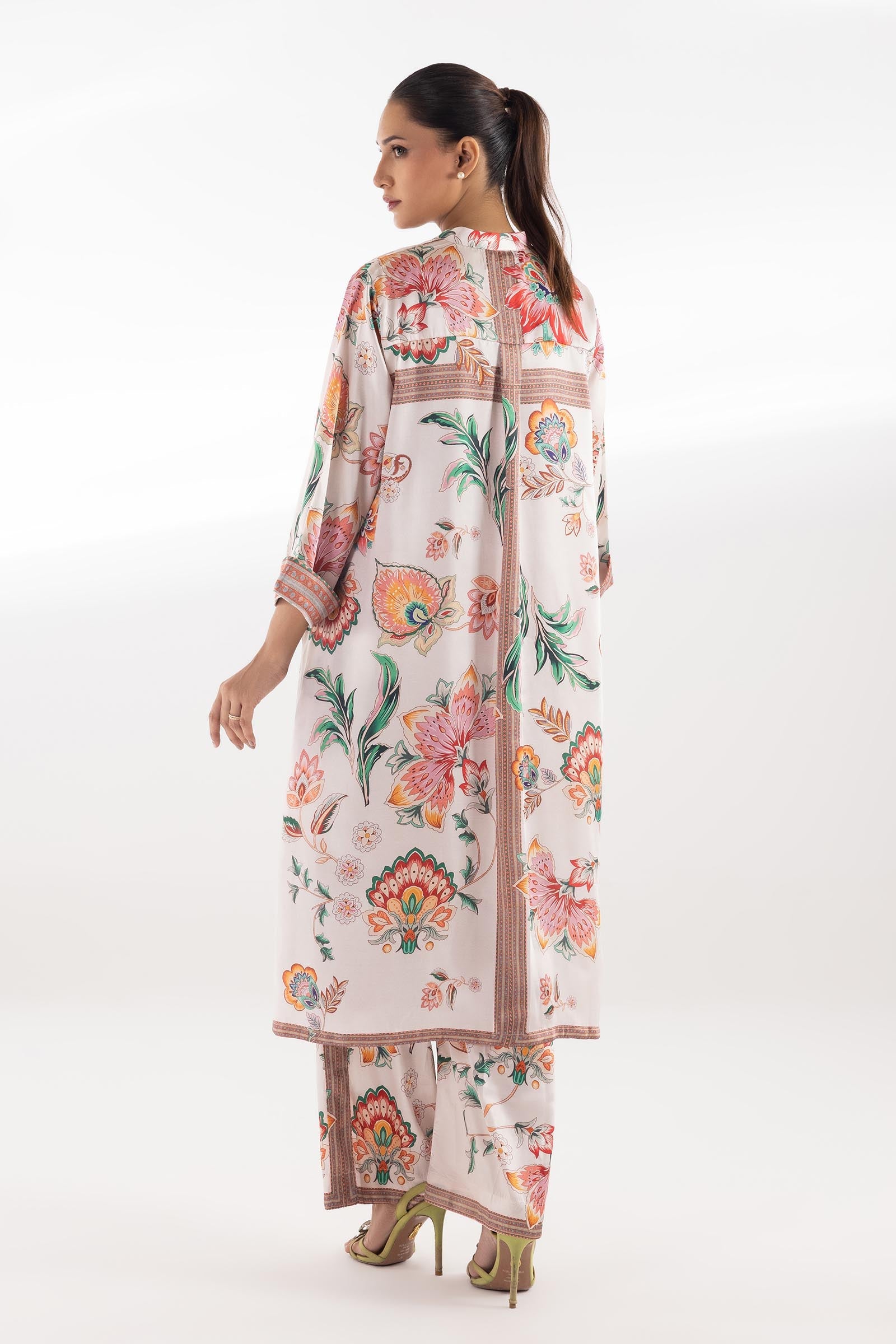 Stitched Printed Satin Shirt