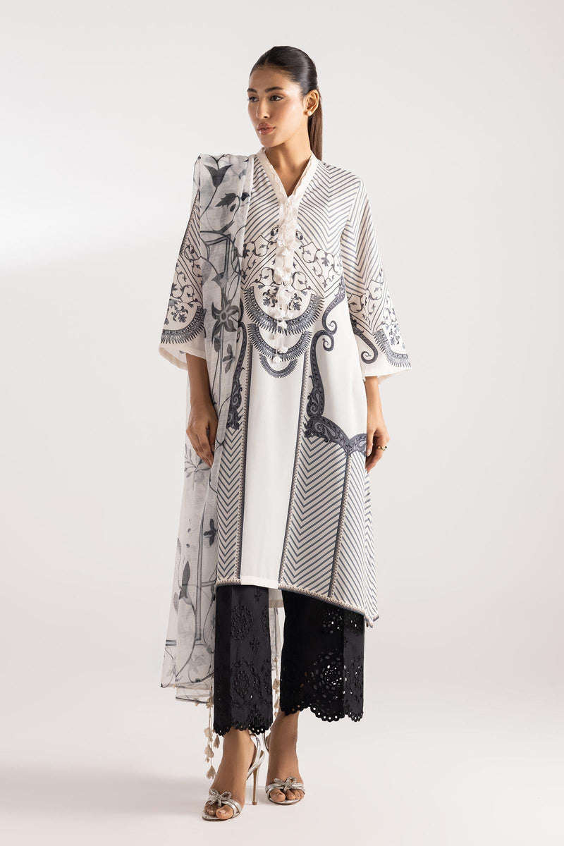 Stitched Embroidered Crepe Shirt