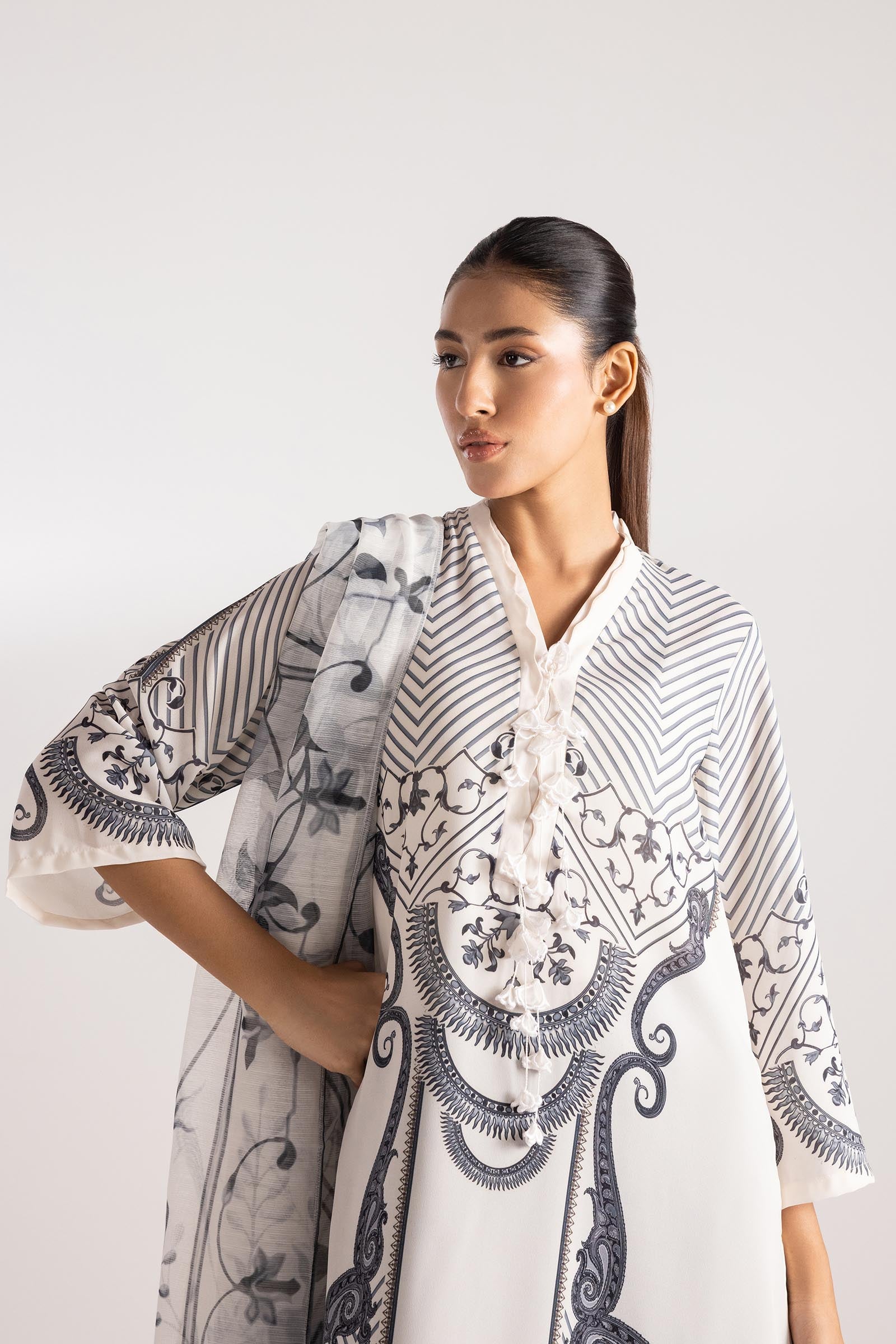 Stitched Embroidered Crepe Shirt + Dupatta