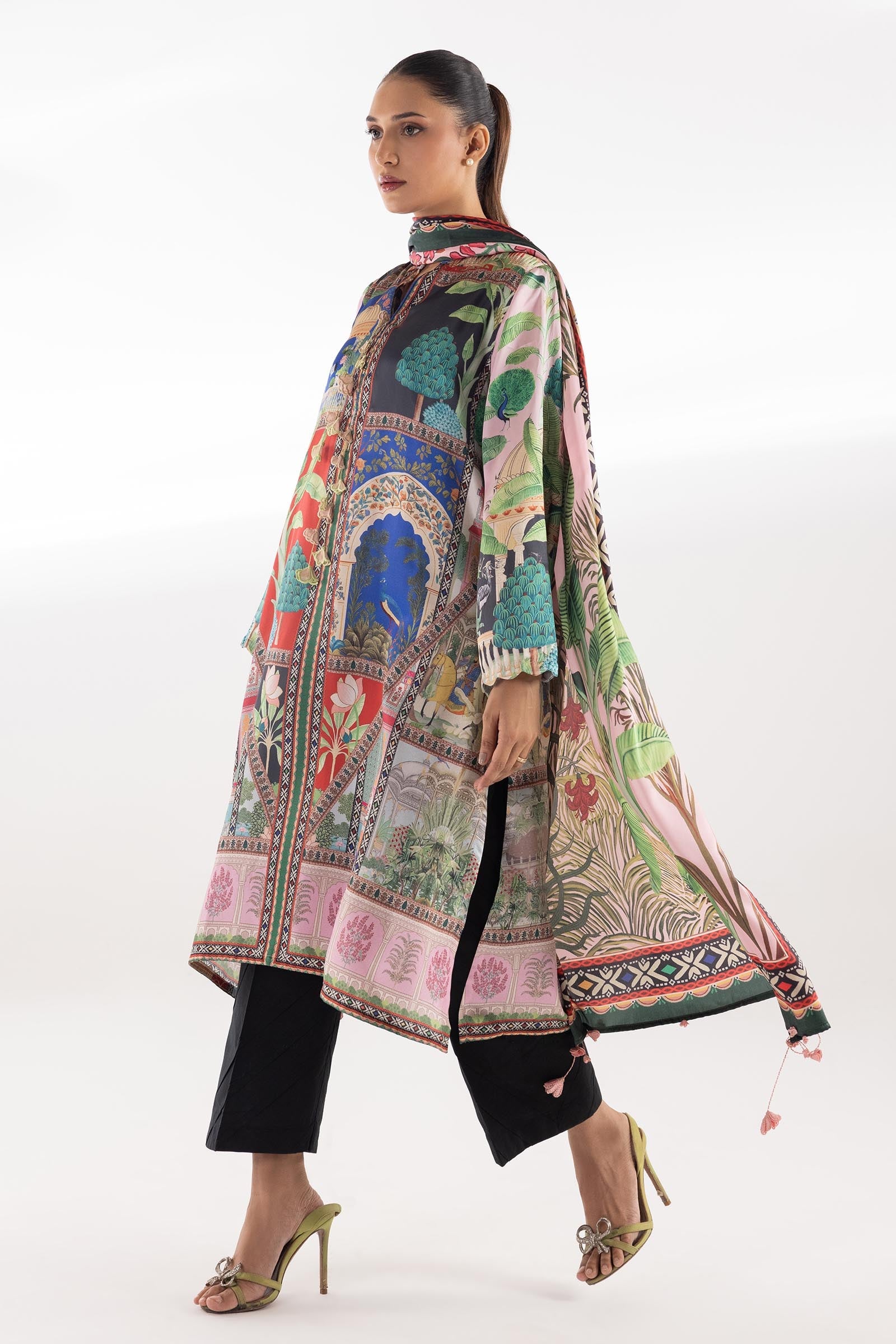 Stitched Satin Printed Shirt + Dupatta