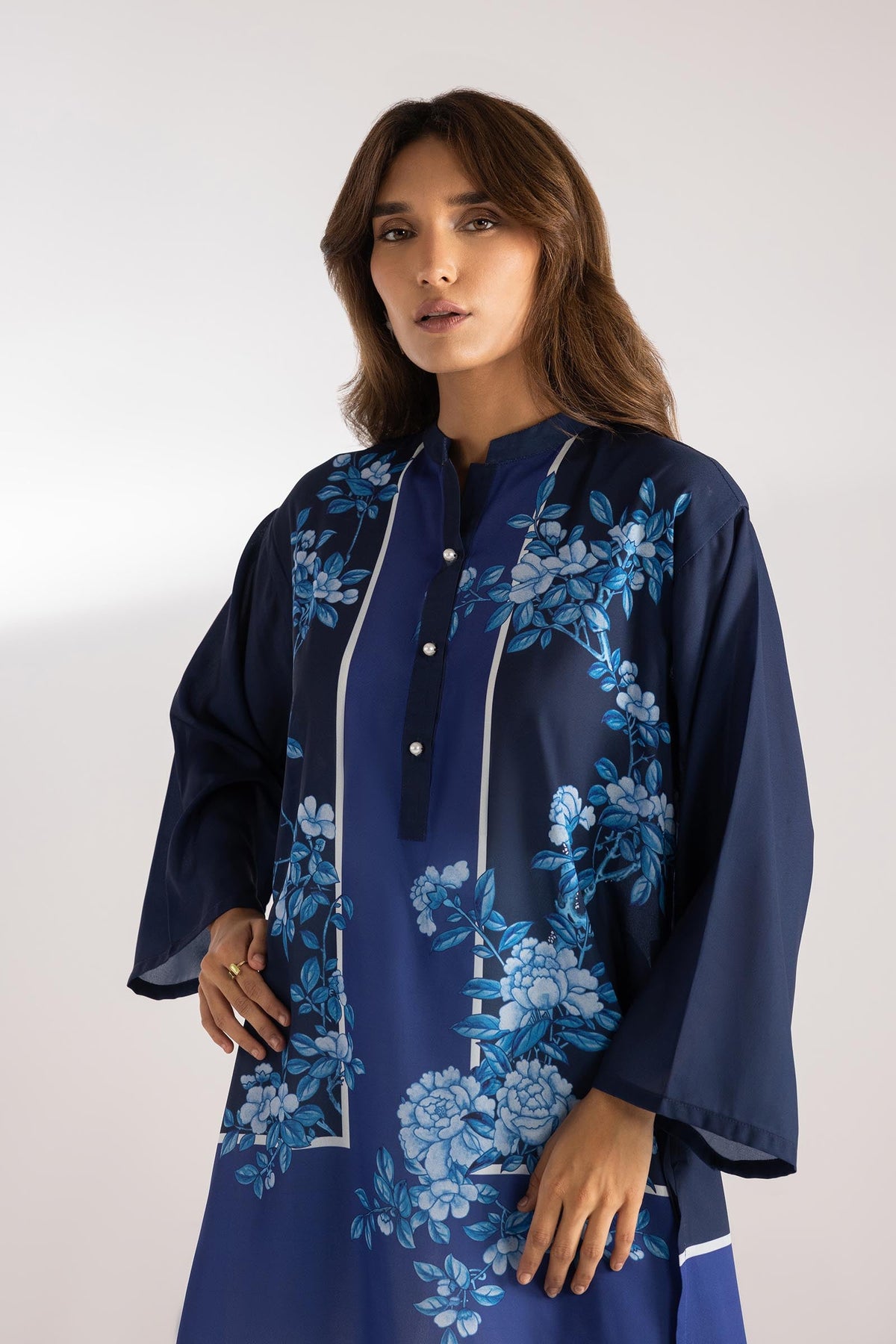 Stitched Printed Crepe Shirt