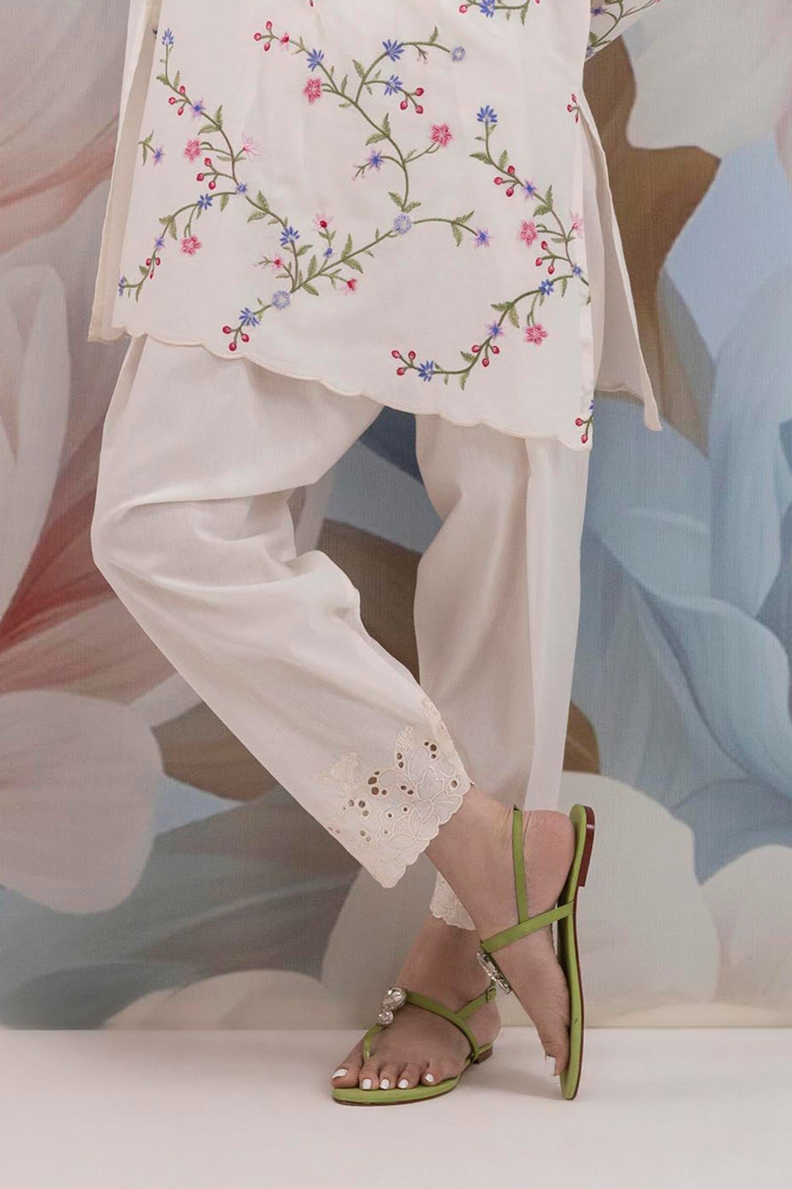 Stitched Embroidered Dobby Skinny Shalwar