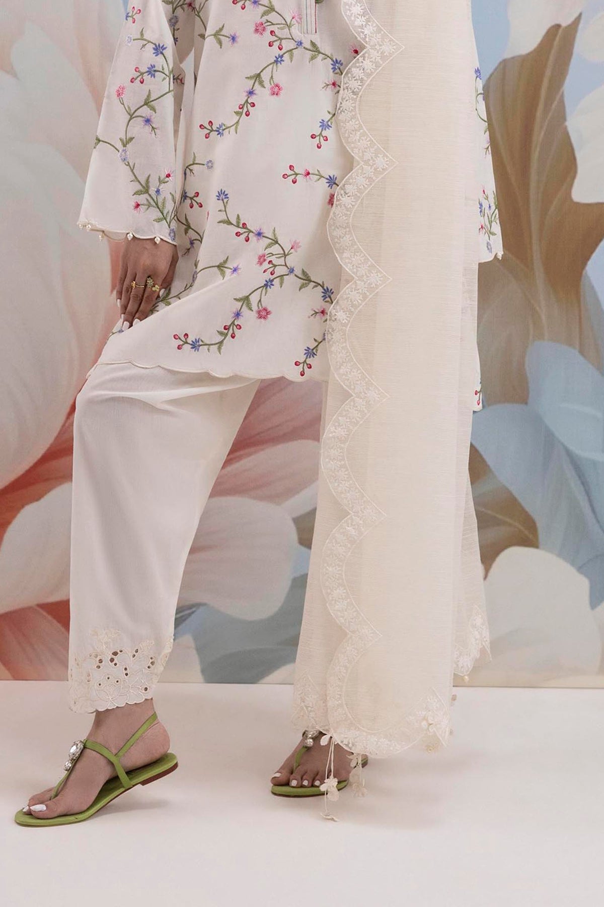 Stitched Embroidered Dobby Skinny Shalwar
