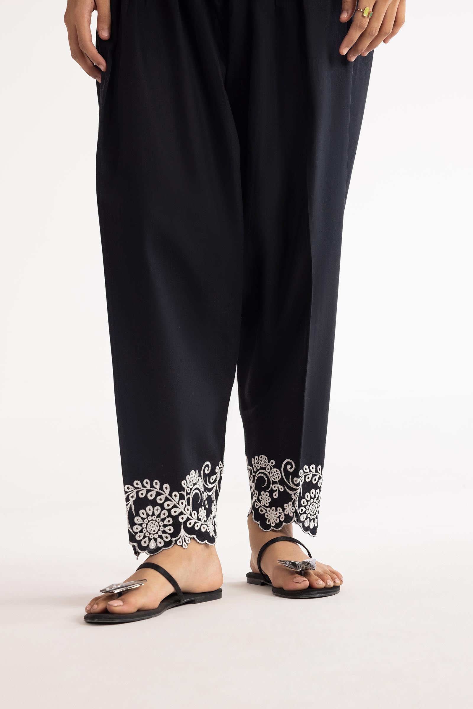 Stitched Embroidered Black Shalwar