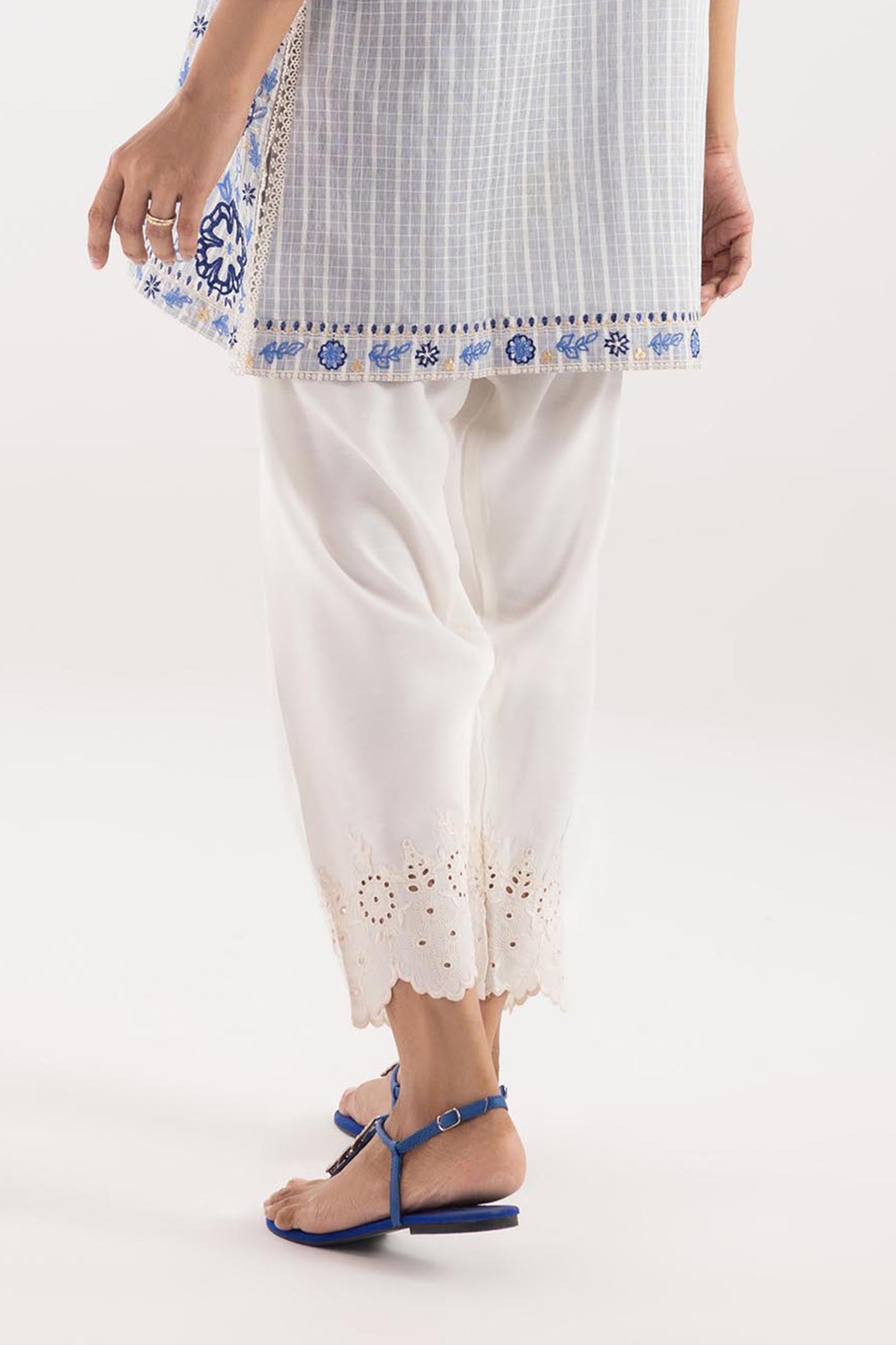 Stitched Embroidered Raw Silk Shalwar