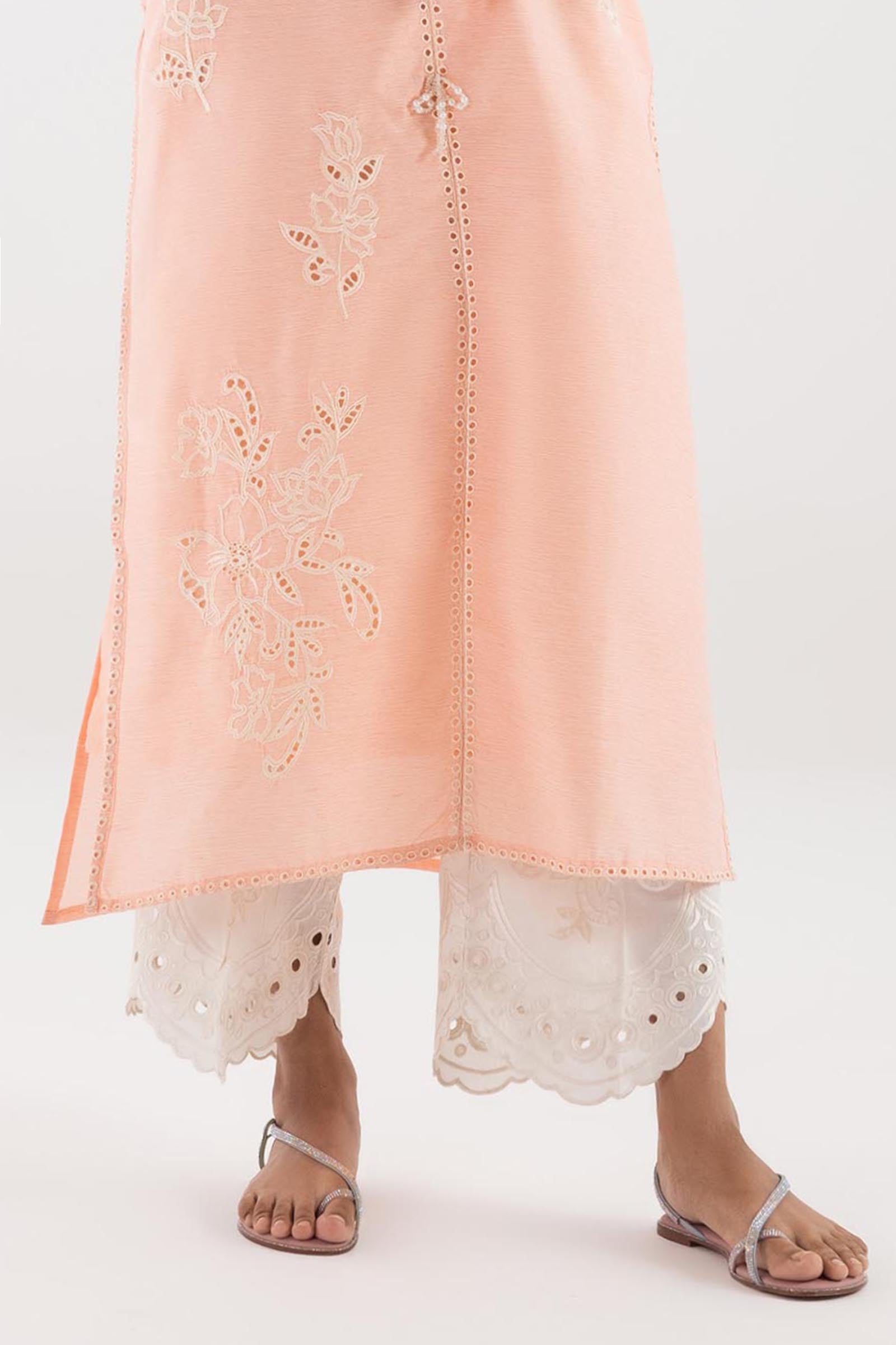 Stitched Embroidered Raw Silk Culotte