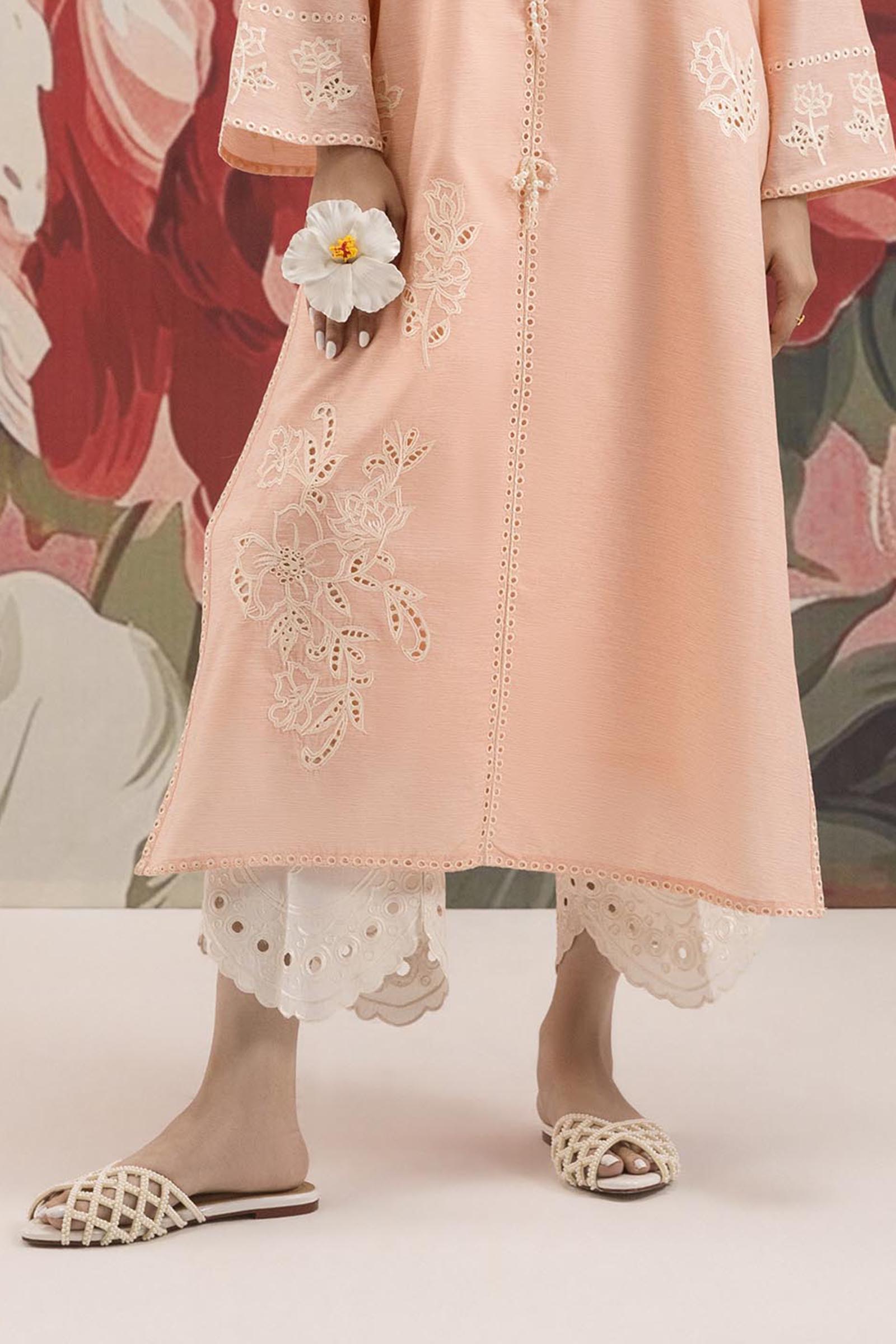 Stitched Embroidered Raw Silk Culotte