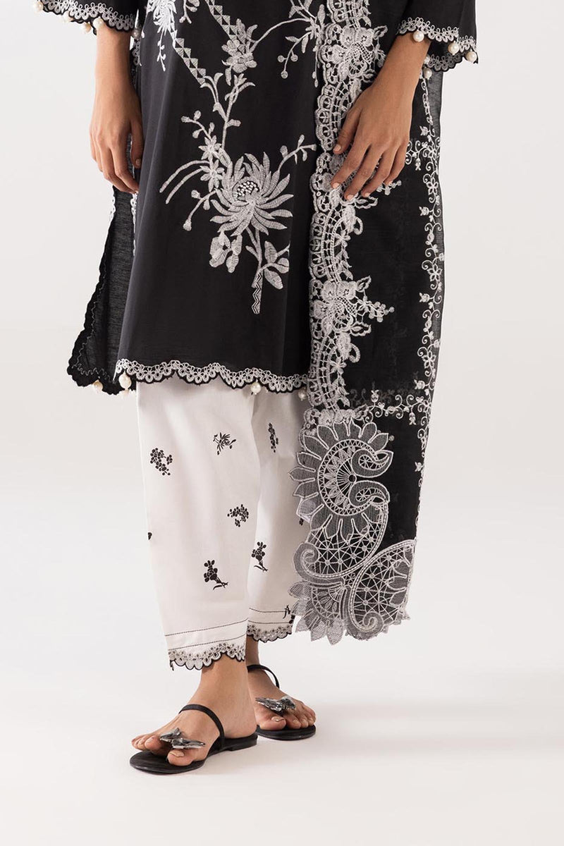 Stitched Embroidered Slub Lawn Suit
