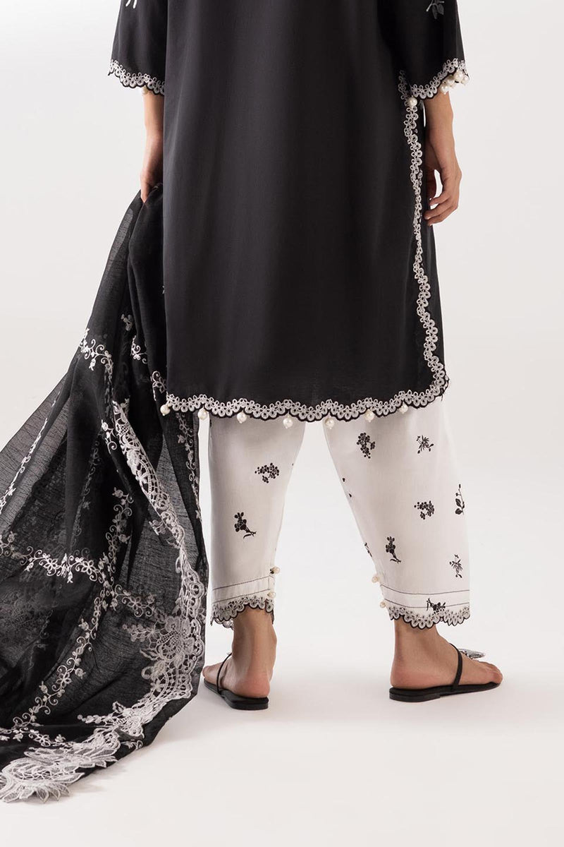 Stitched Embroidered Slub Lawn Suit