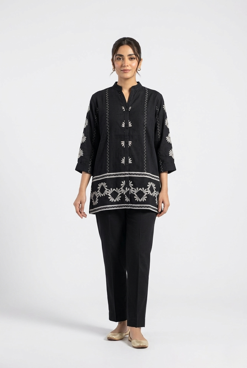 Stitched Printed Linen Shirt