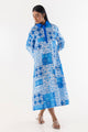 Stitched Blue Printed Dress