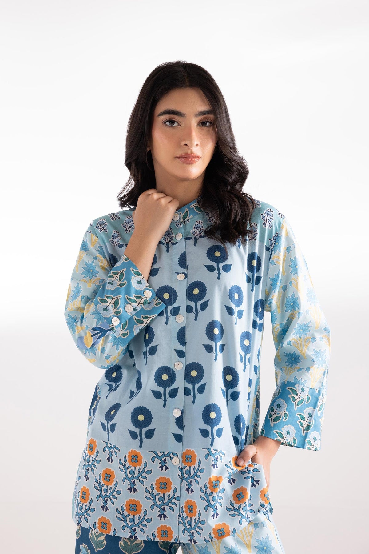 Stitched Printed Textured Wesst Shirt