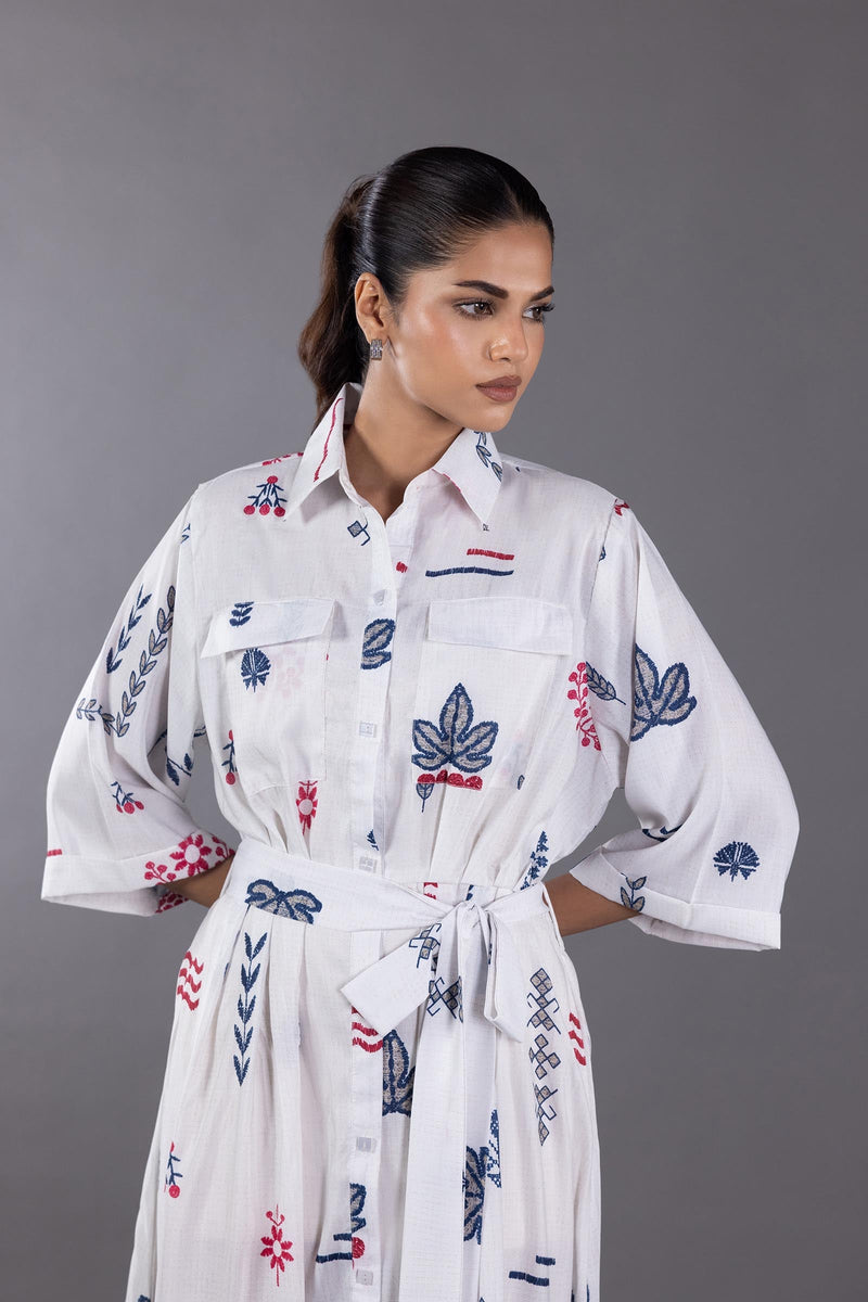 Stitched Printed Linen Suit