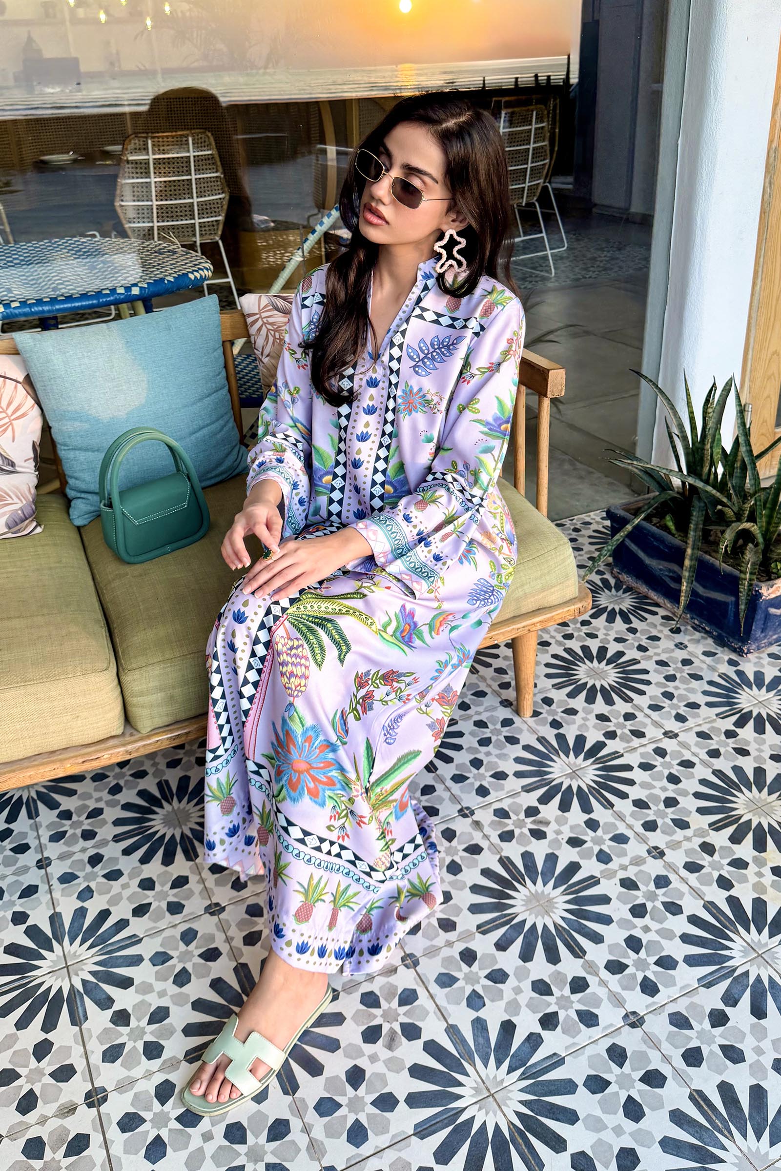 Stitched Printed Lawn West Shirt