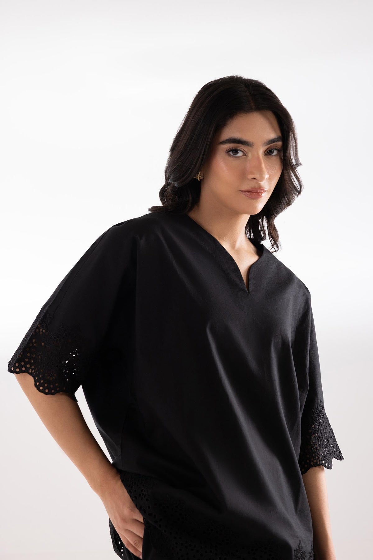 Stitched Embroidered Lawn Wesst Shirt + Culotte