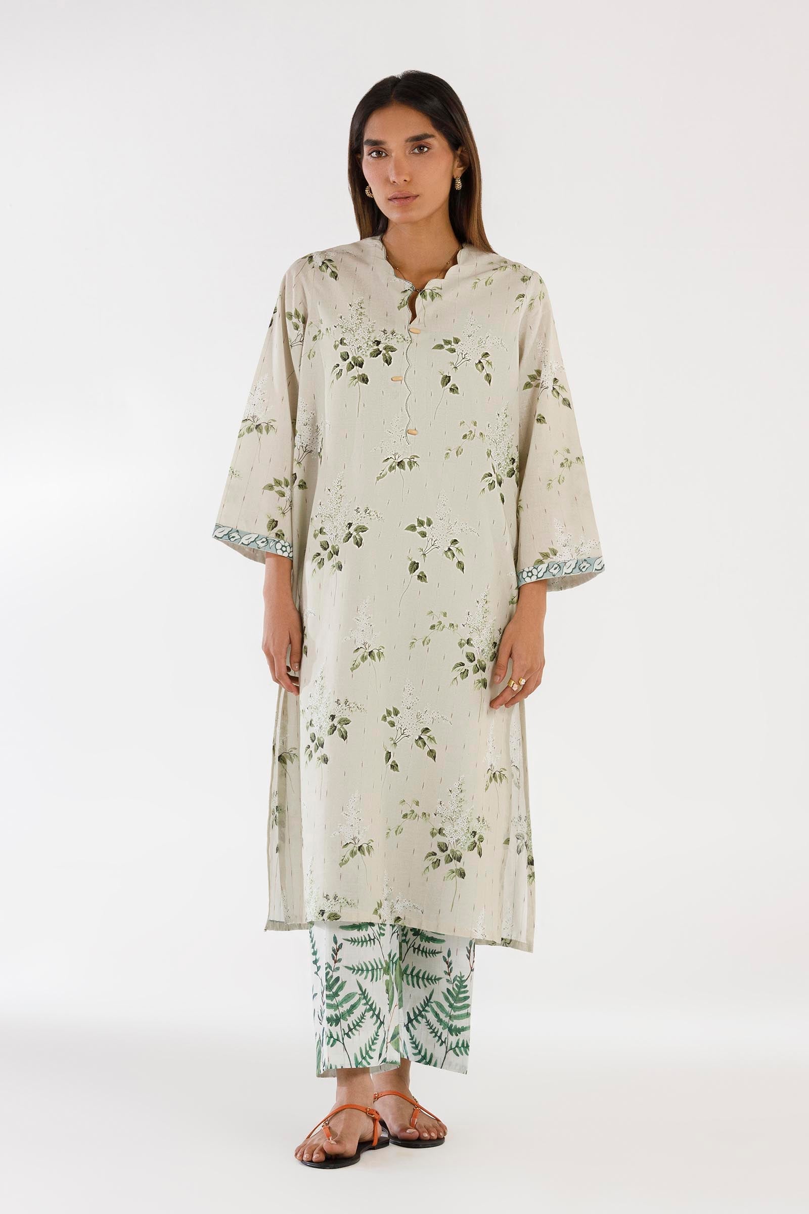 Stitched Printed Textured Shirt + Culotte