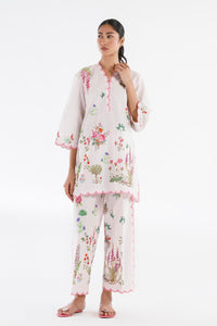 Stitched Printed Slub Shirt + Culotte