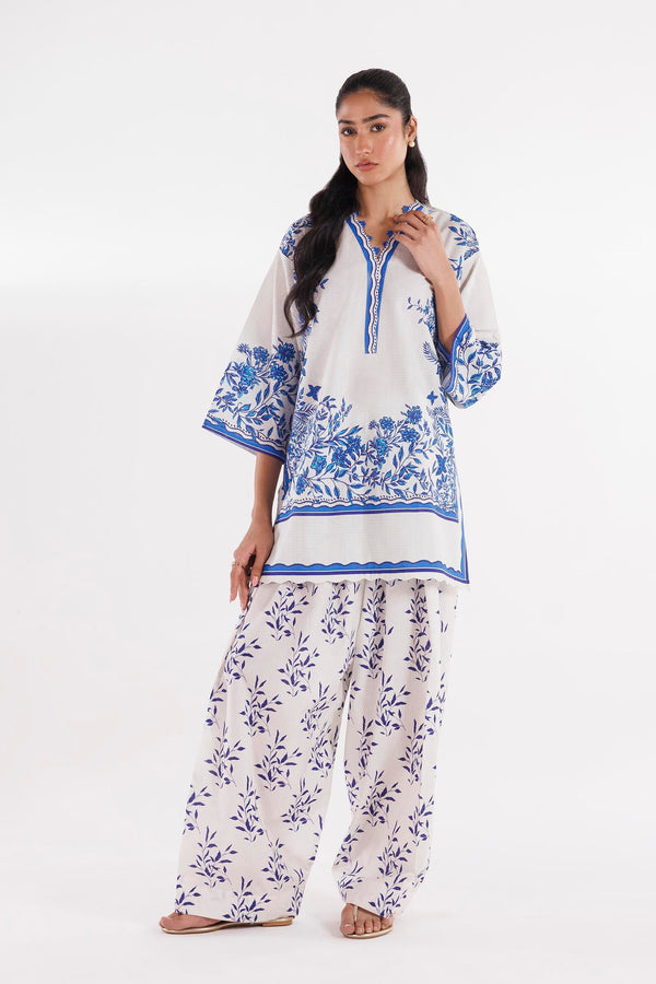 Stitched Printed Slub Shirt + Shalwar