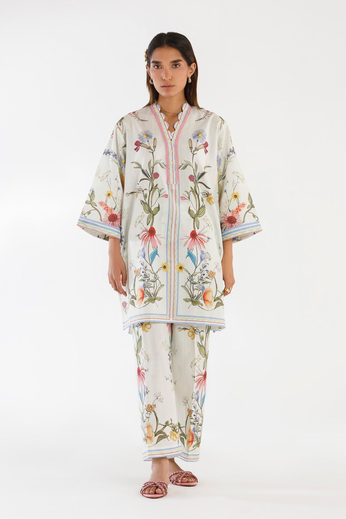 Stitched Printed Slub Shirt + Culotte