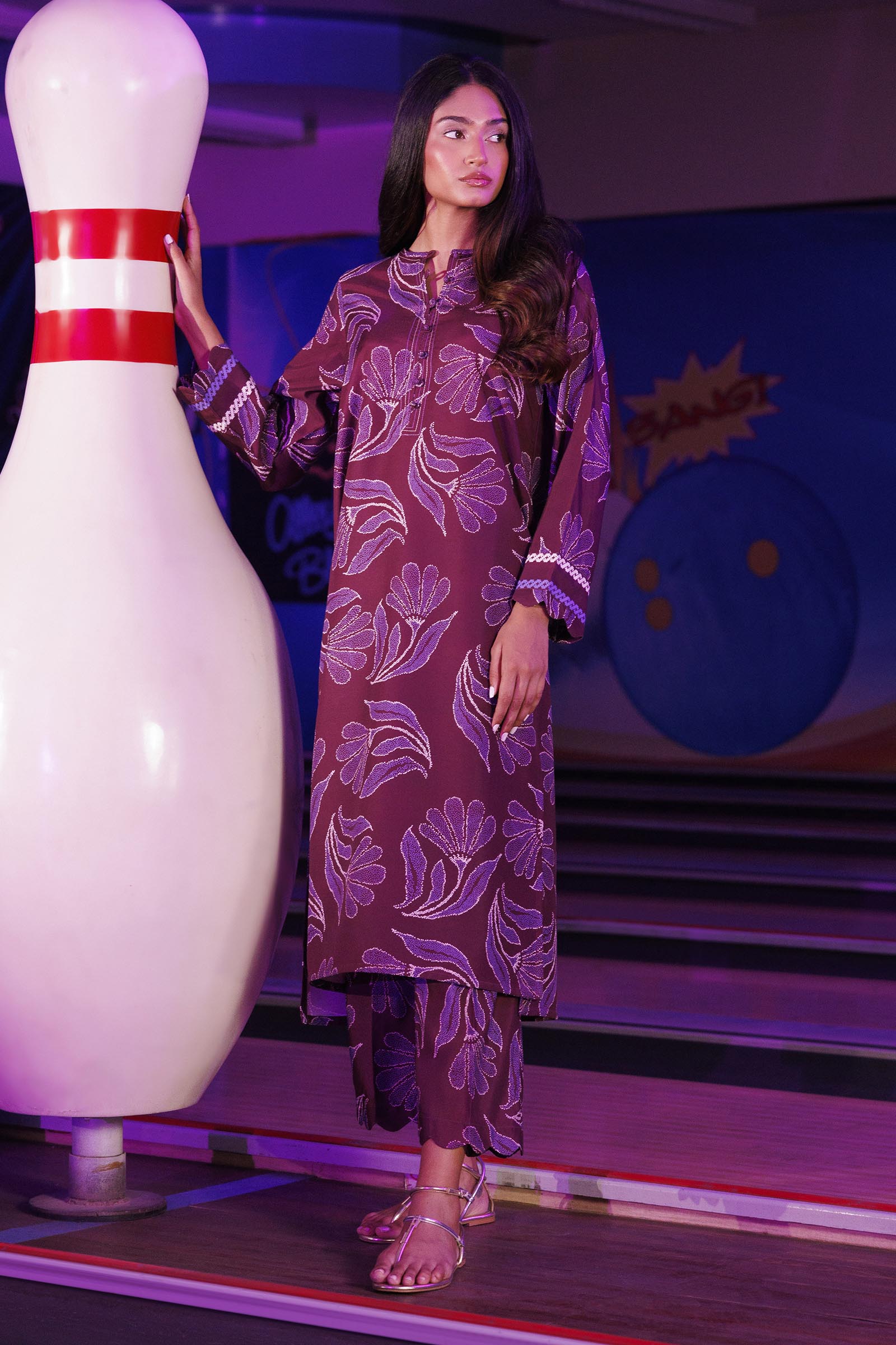 Stitched Printed Viscose Shirt + Culotte