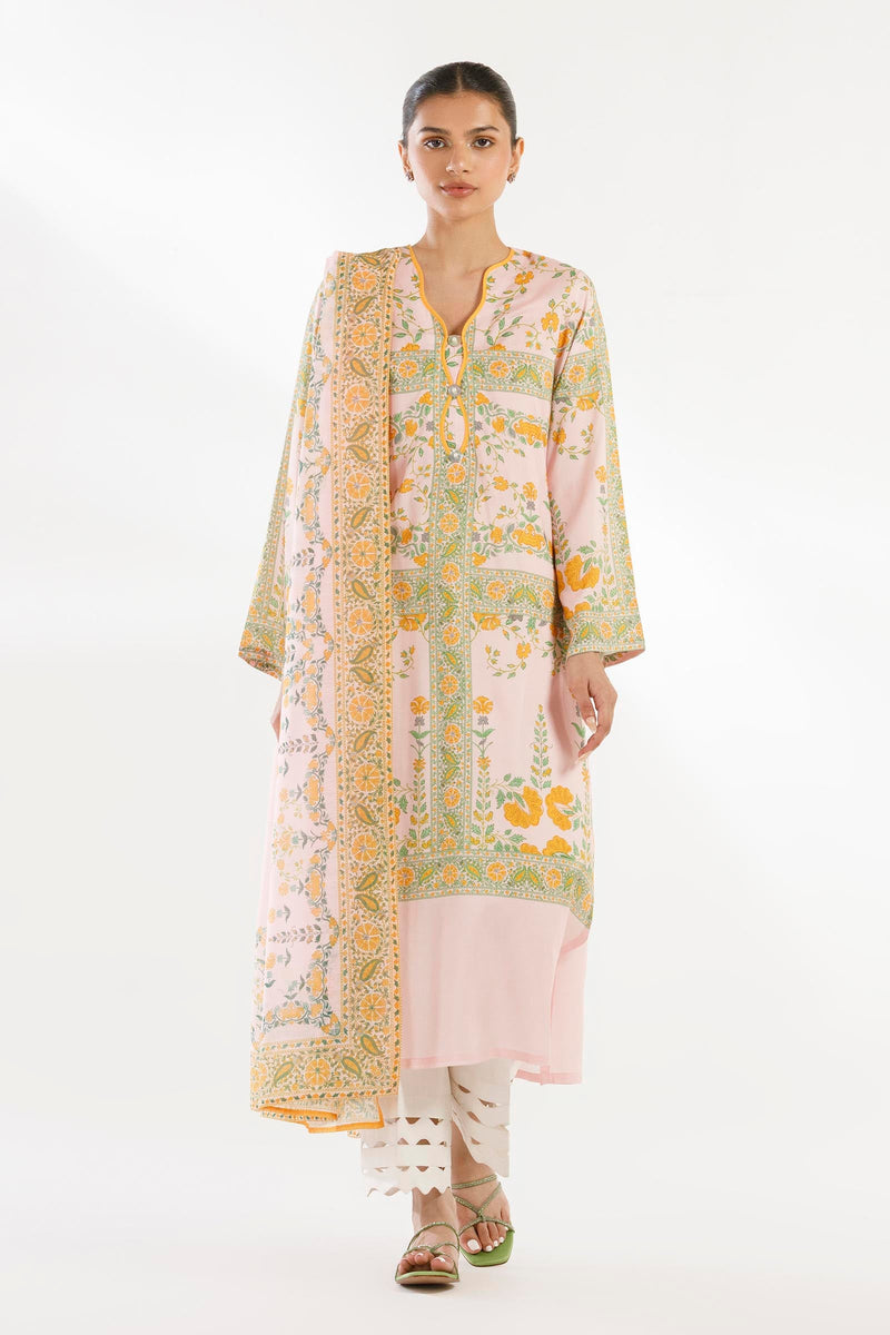 Stitched Printed Linen Shirt + Dupatta