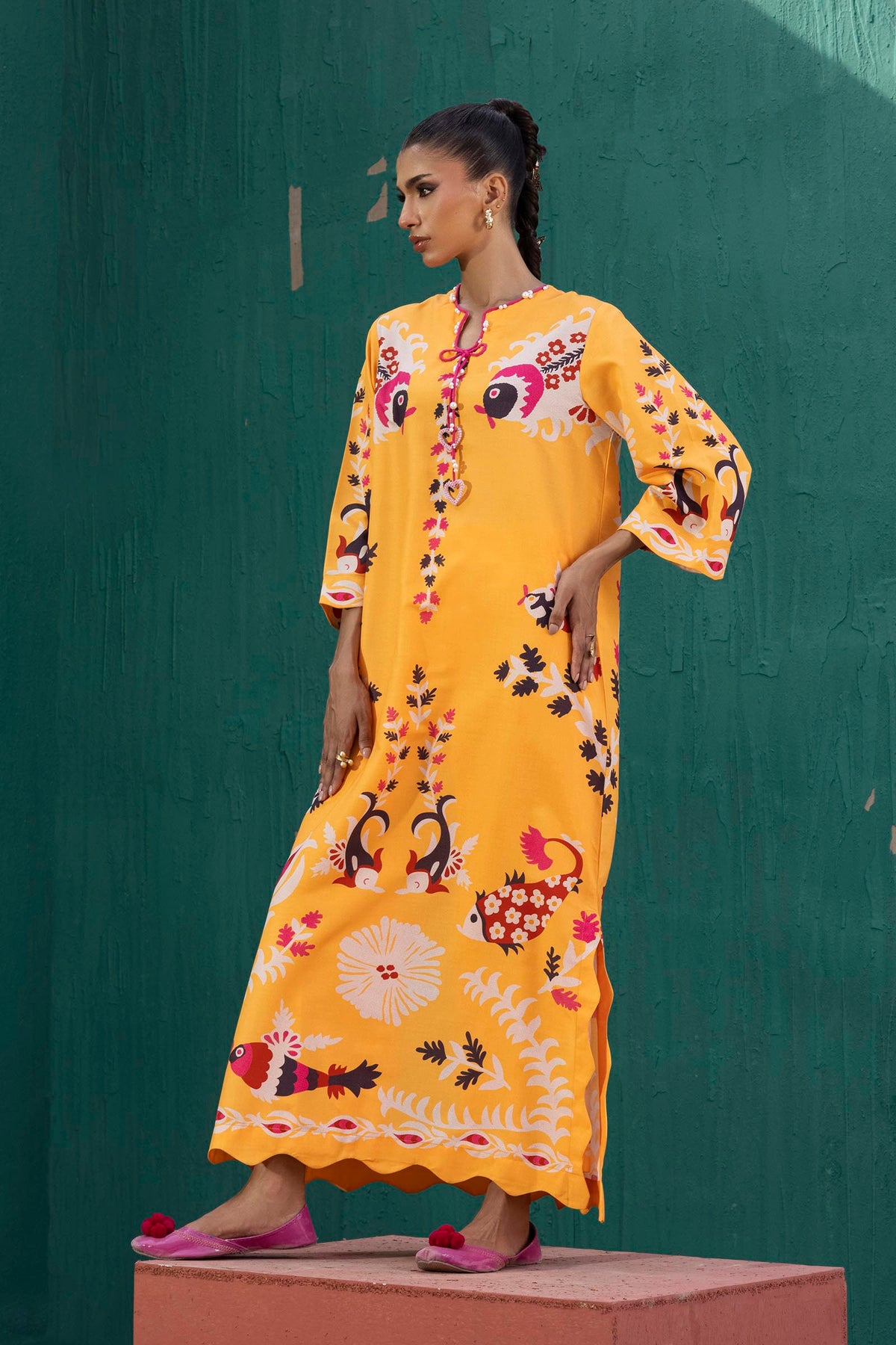 Stitched Printed Viscose Shirt+ Culotte
