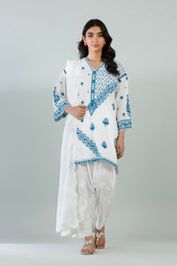 White Mahay Lawn Embroidered Dupatta