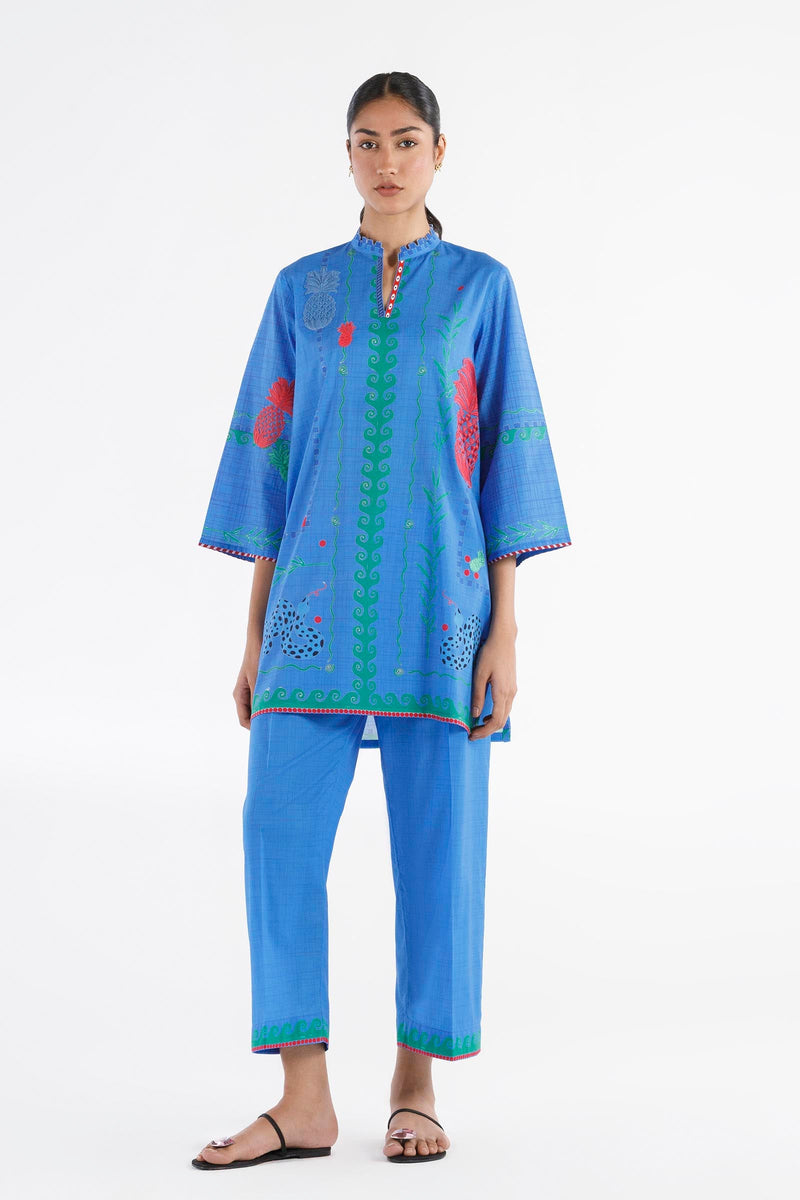 Stitched Embroidered Lawn Shirt Culotte