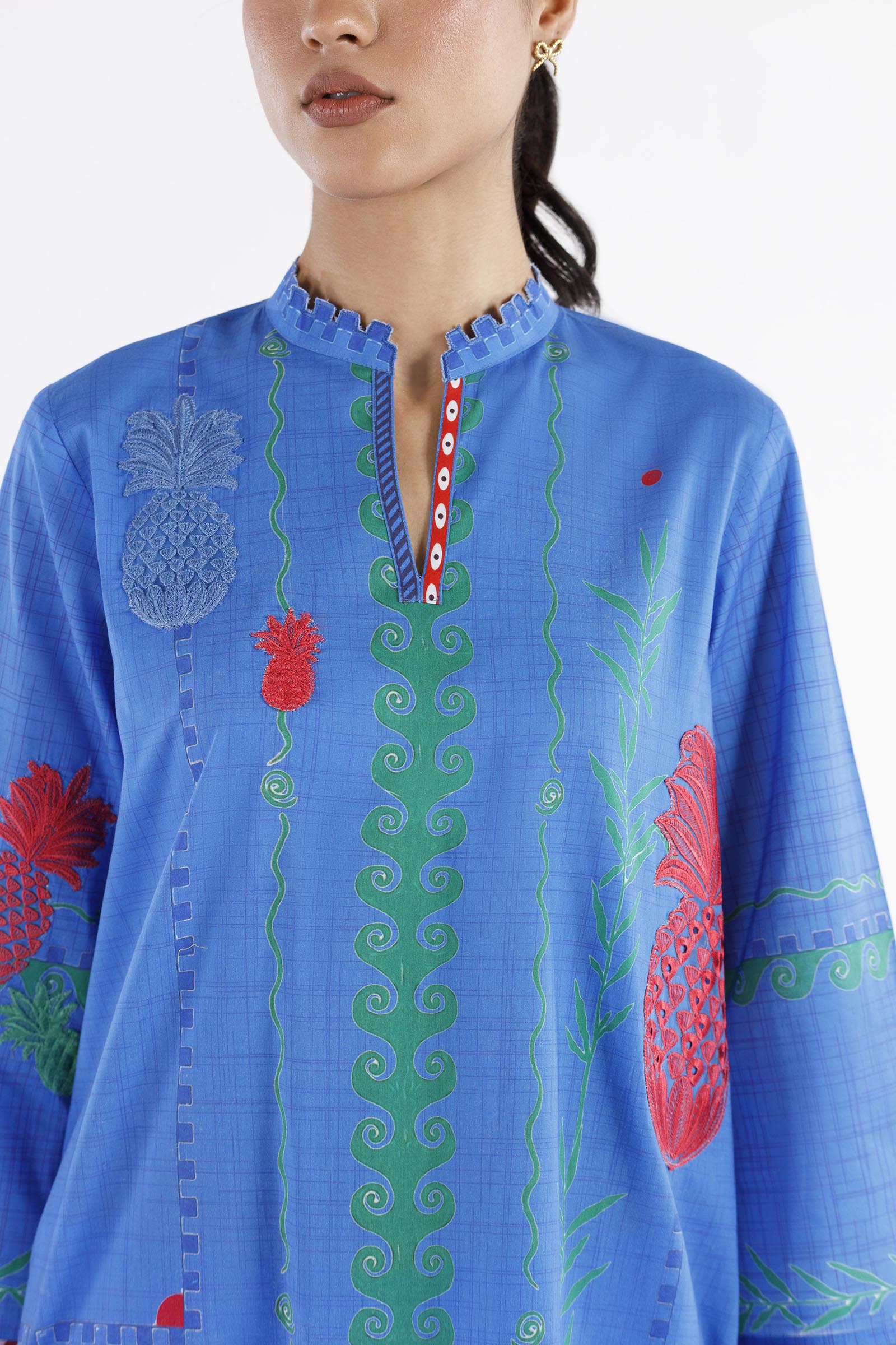 Stitched Embroidered Lawn Shirt + Culotte