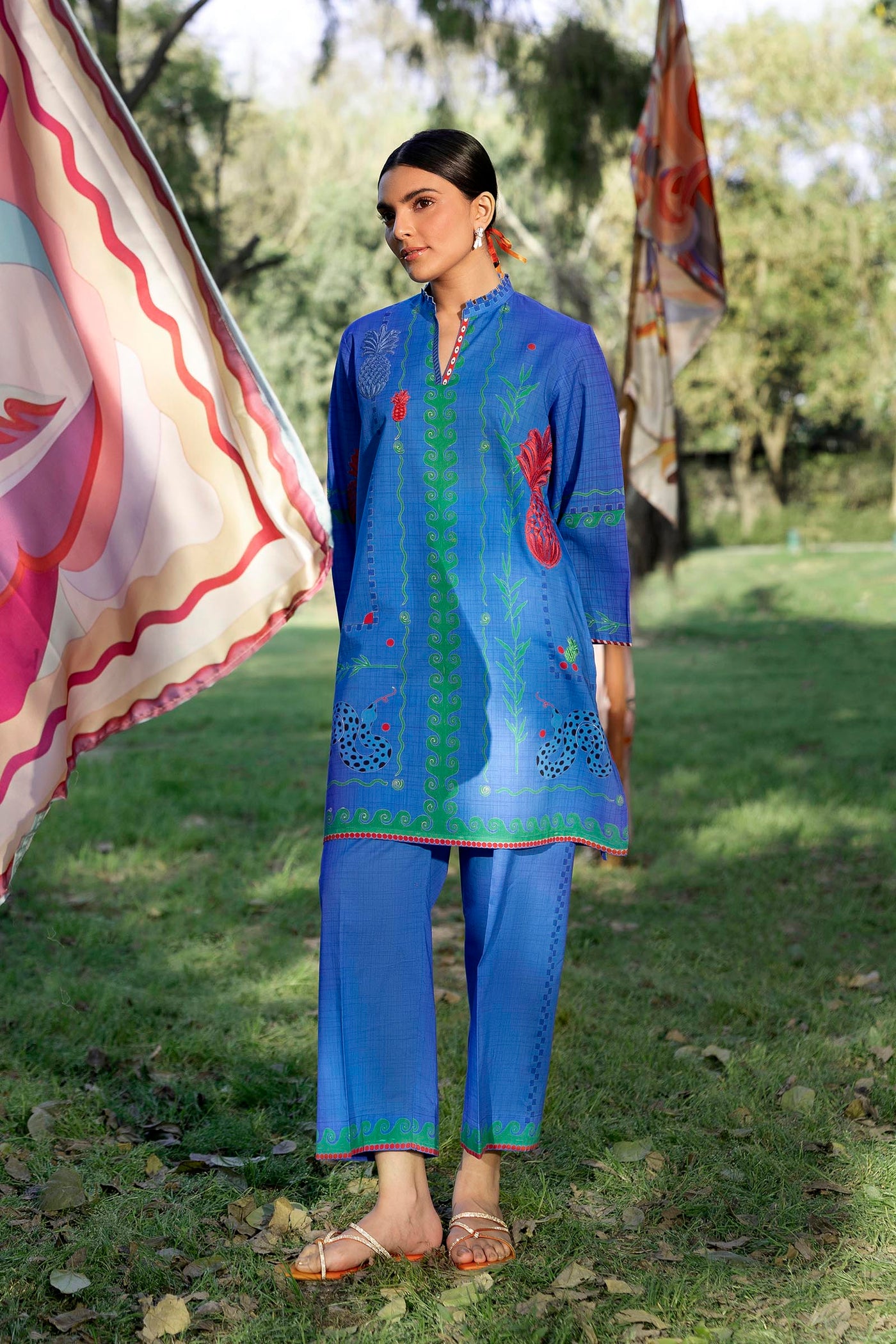 Stitched Embroidered Lawn Shirt Culotte