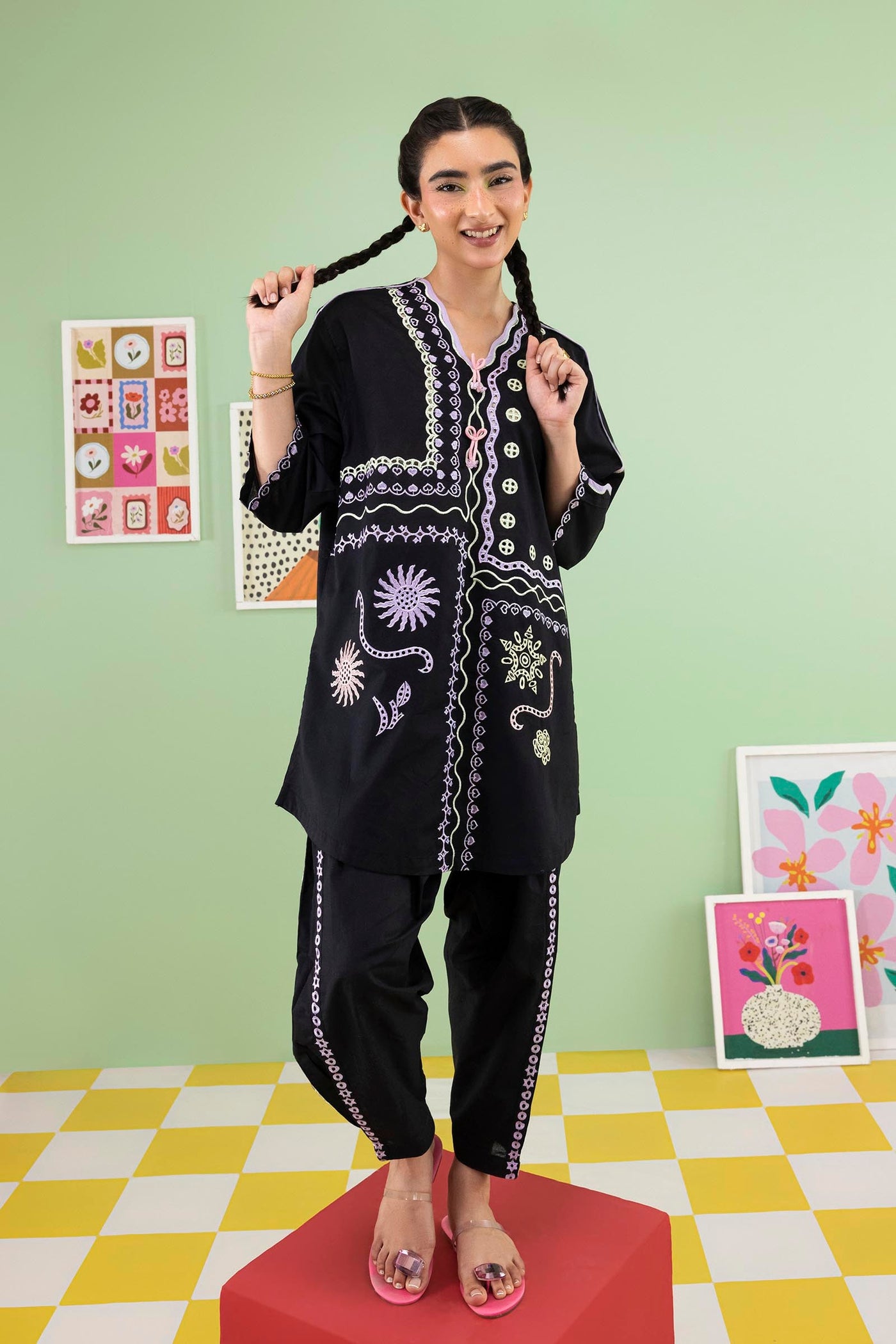 Stitched Embroidered Lawn Shirt + Shalwar