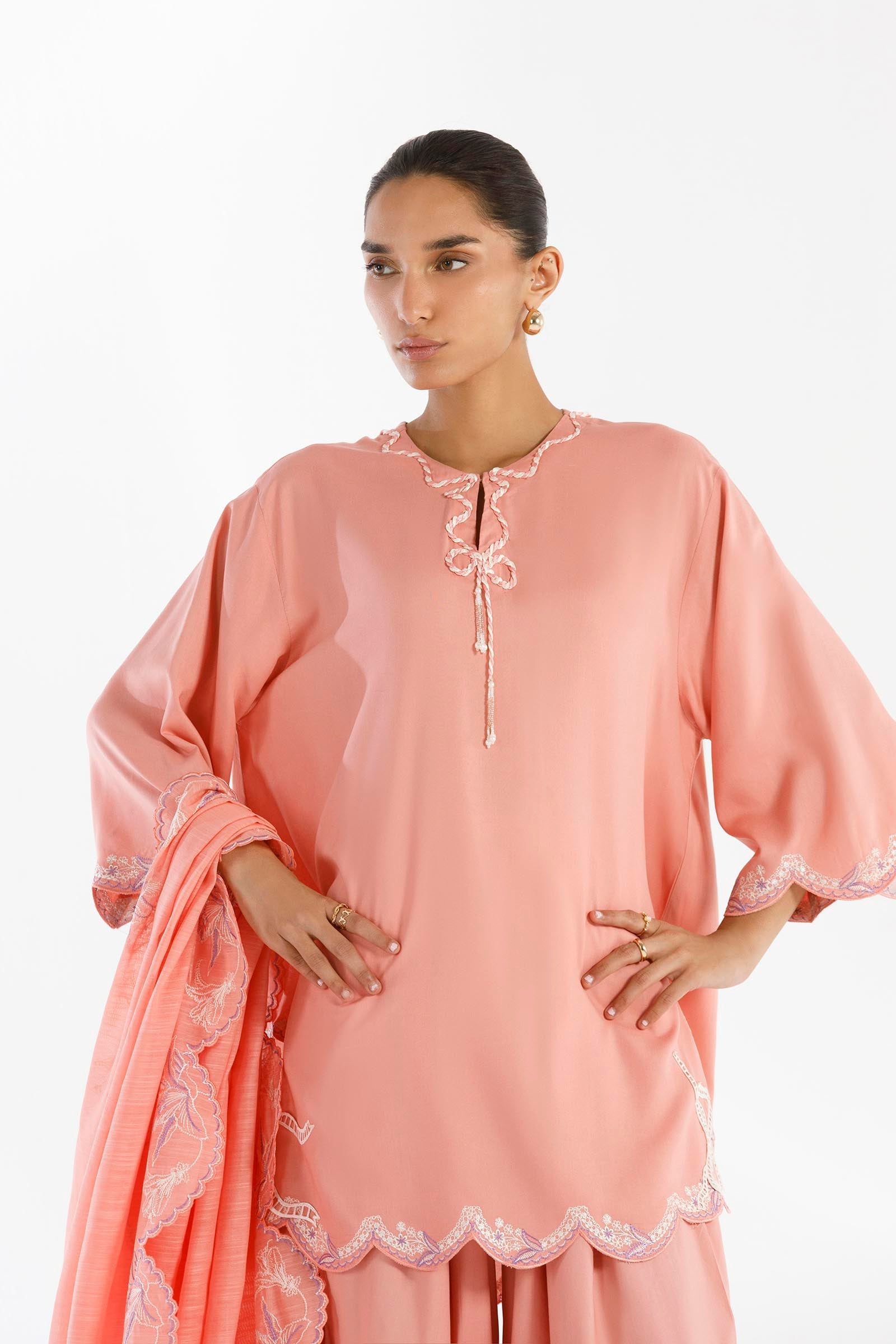 Stitched Embroidered Linen Shirt + Shalwar