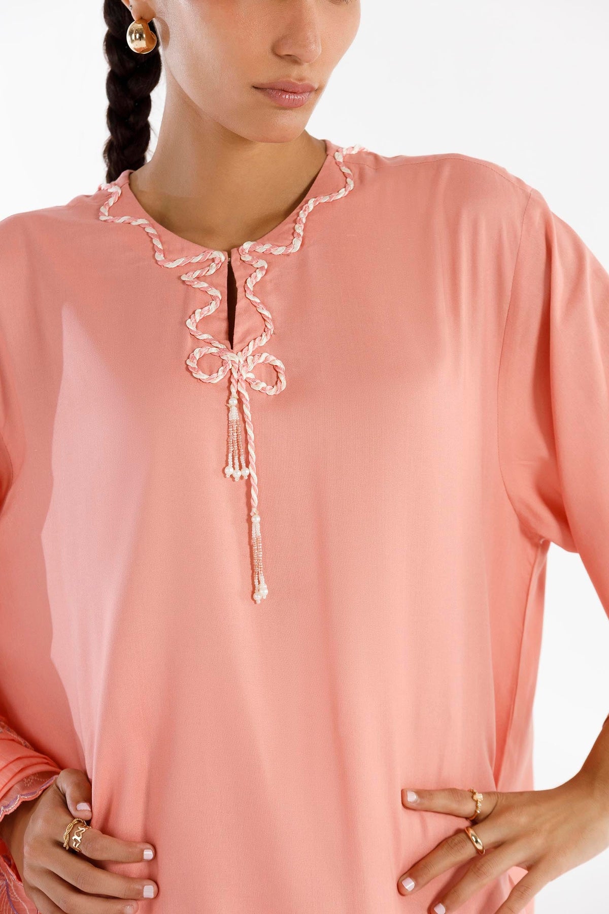 Stitched Embroidered Linen Shirt + Shalwar
