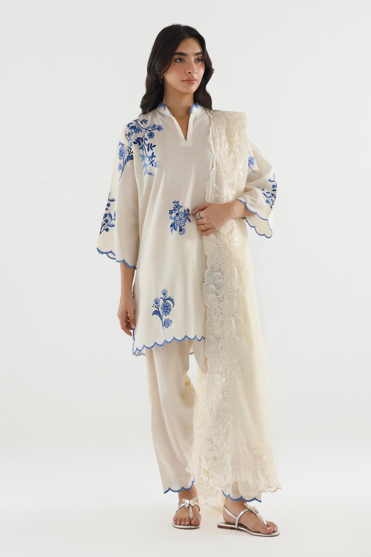 Stitched Embroidered Lawn Suit - 1000000095588