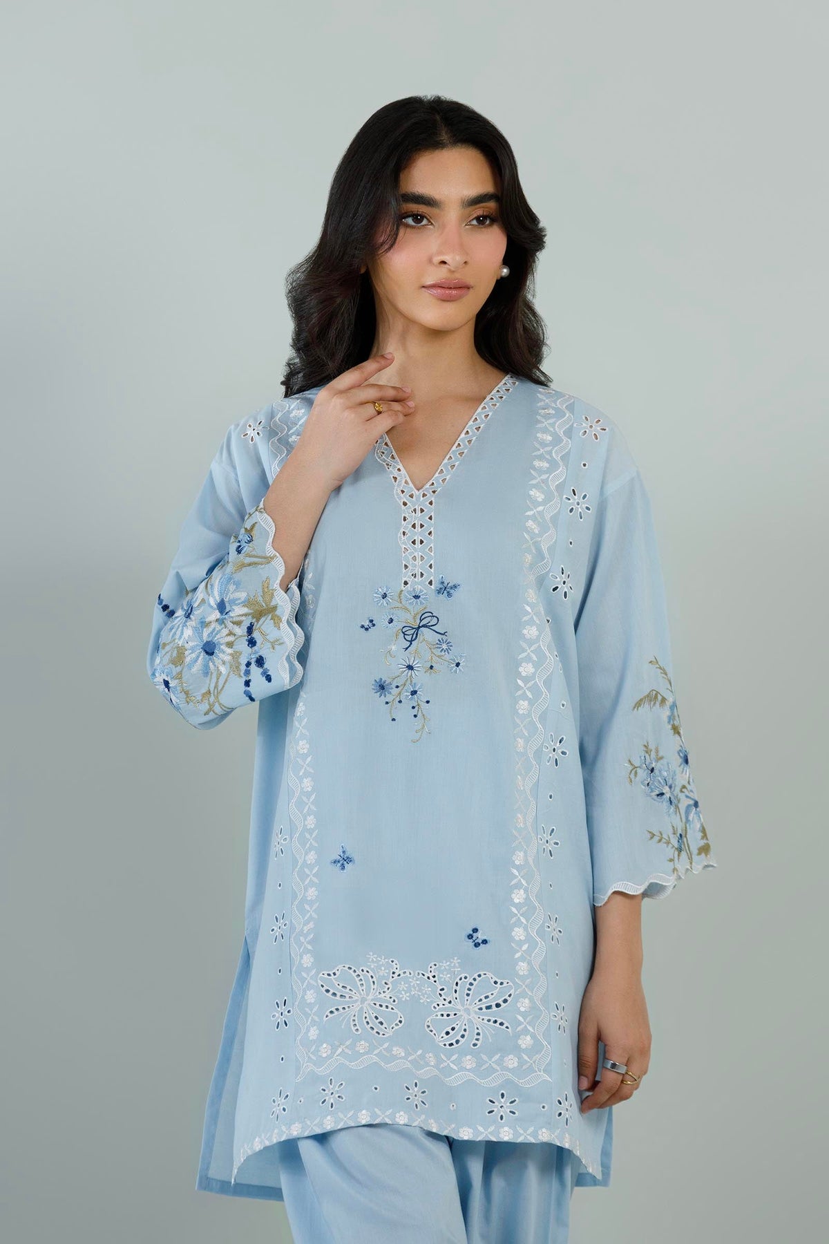 Stitched Embroidered Lawn Shirt+ Shalawar