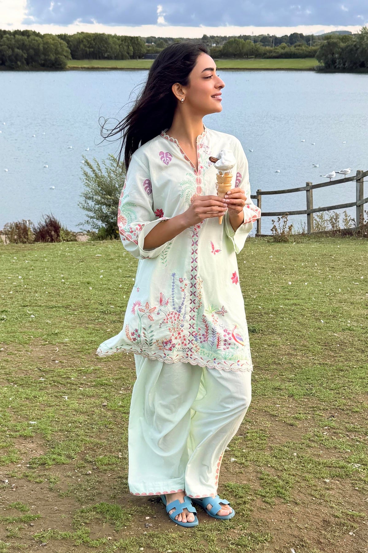 Stitched Embroidered Lawn Shirt+ Shalwar - 1000000094875