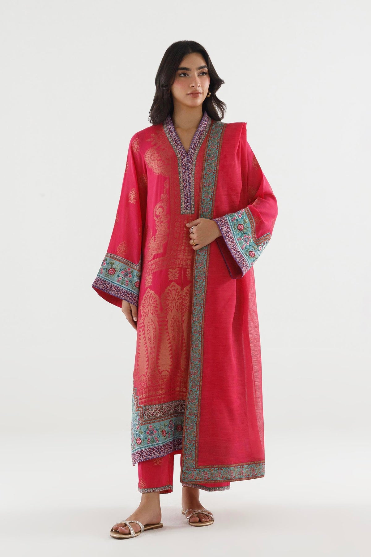 Stitched Embroidered Jacquard Suit - 1000000095570