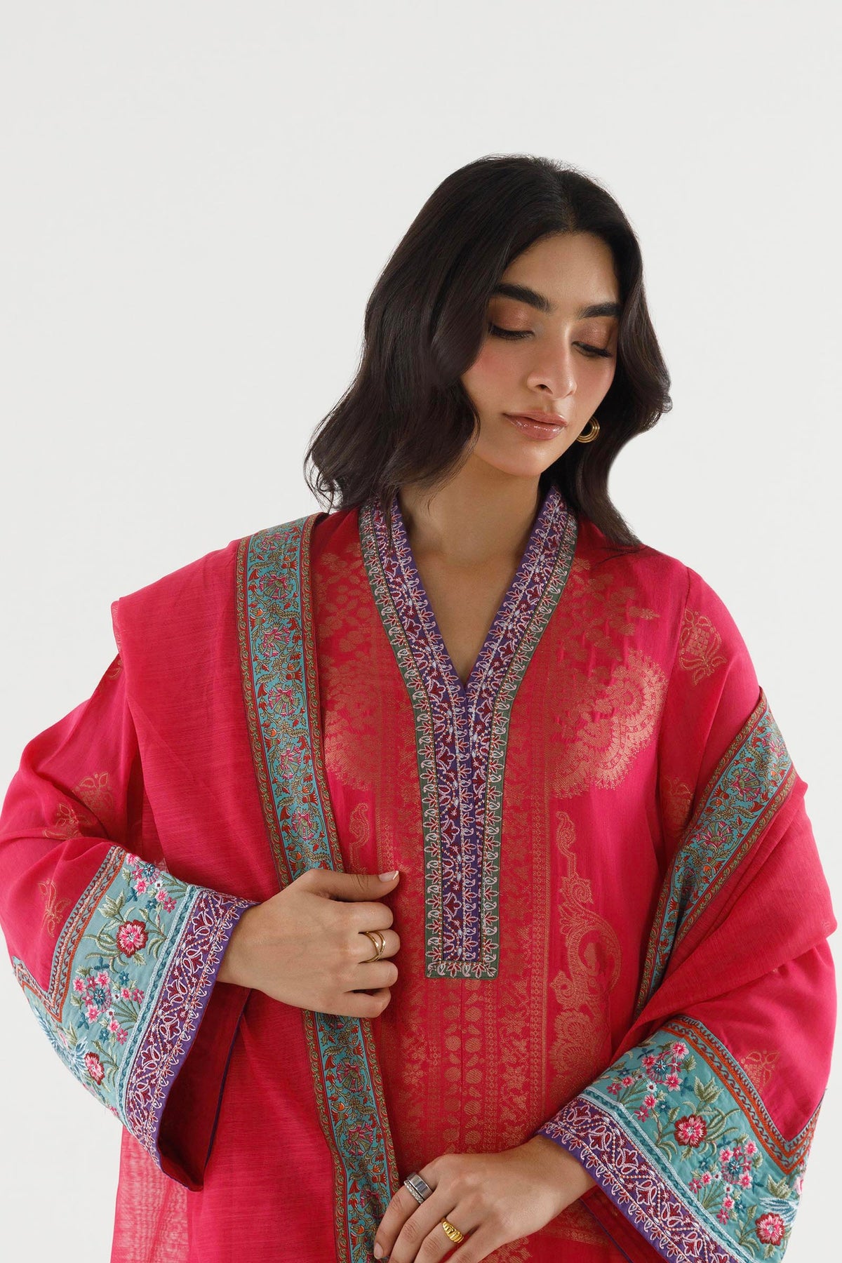 Stitched Embroidered Jacquard Suit - 1000000095570