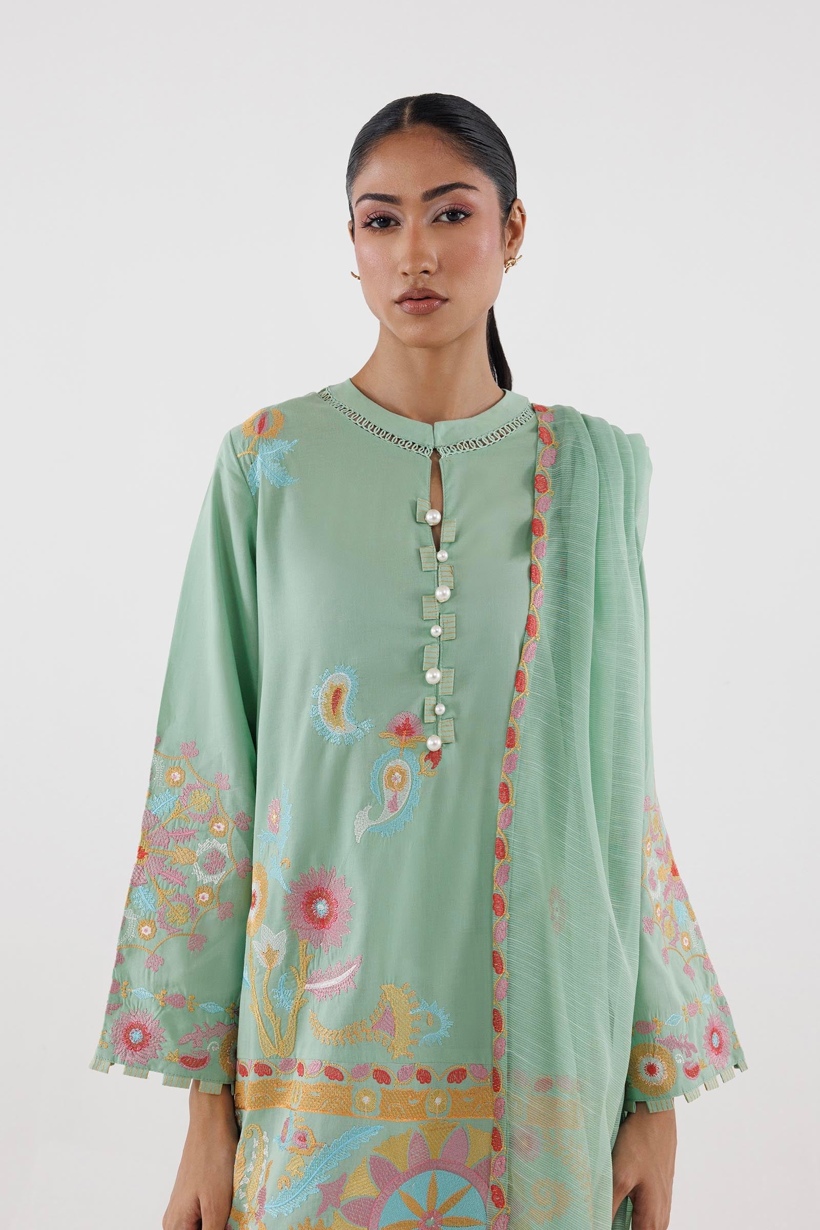 Stitched Embroidered Lawn Suit