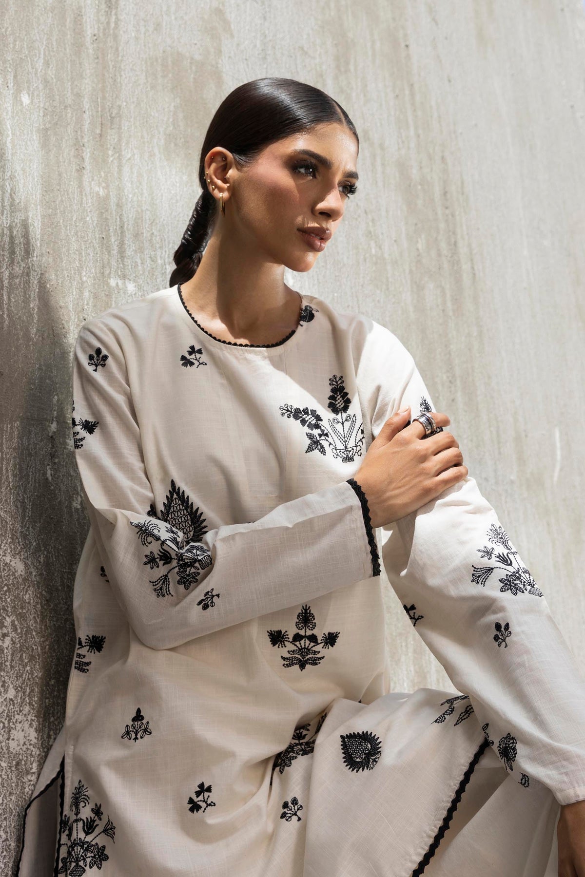 Stitched Embroidered Lawn Shirt+ Culotte