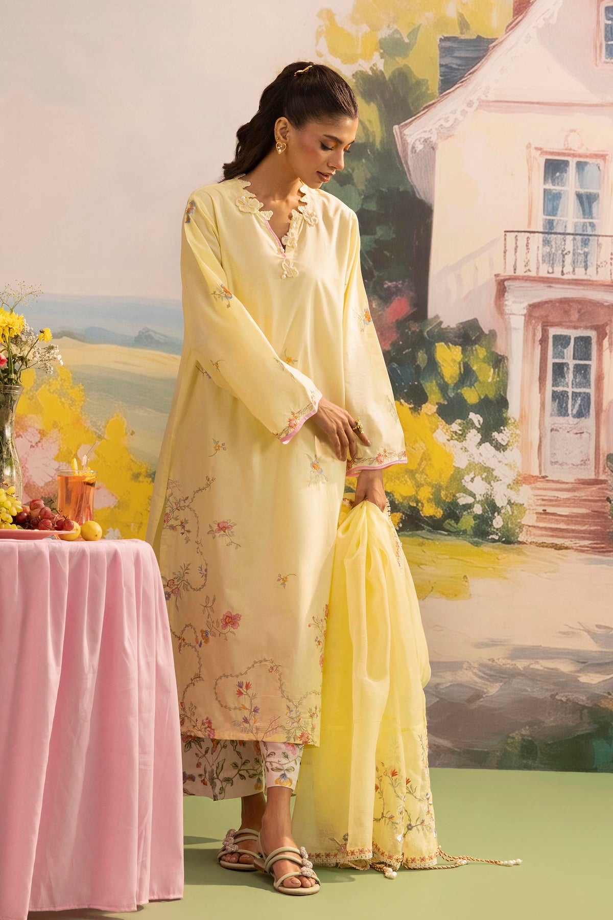 Stitched Embroidered Lawn Suit - 1000000093850