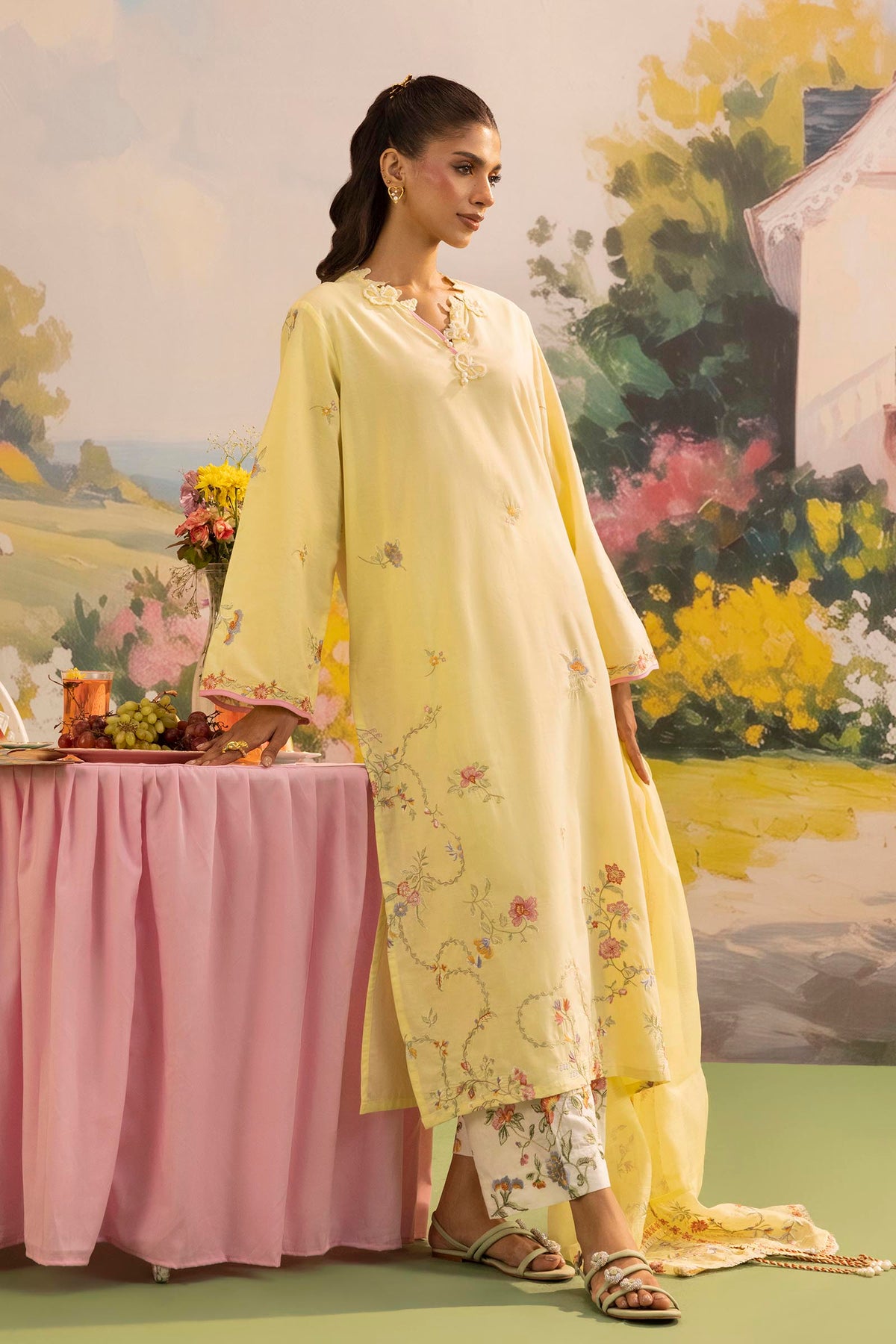 Stitched Embroidered Lawn Suit - 1000000093850