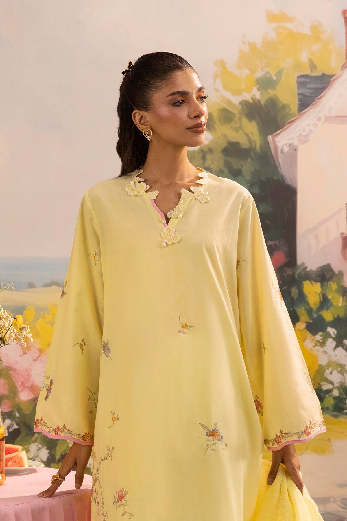 Stitched Embroidered Lawn Suit - 1000000093850